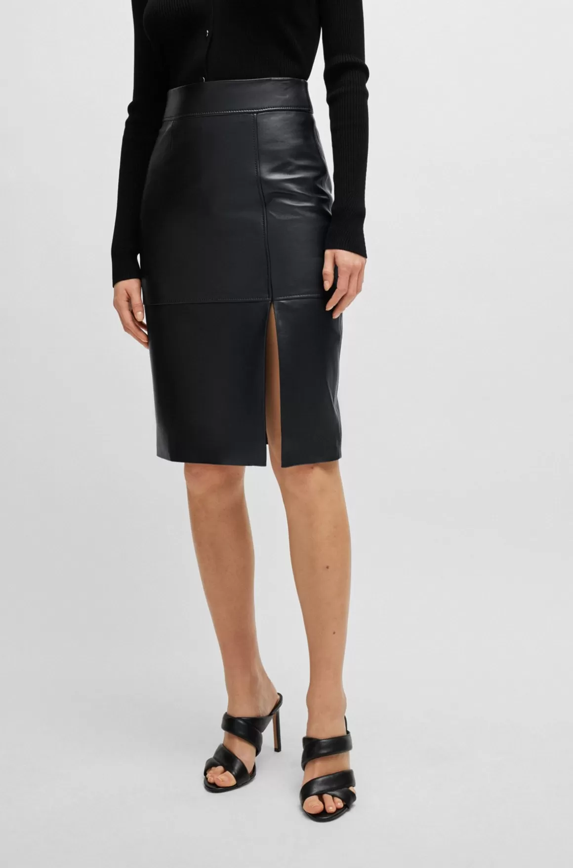 HUGO BOSS Slim Fit Pencilnederdel I Læder