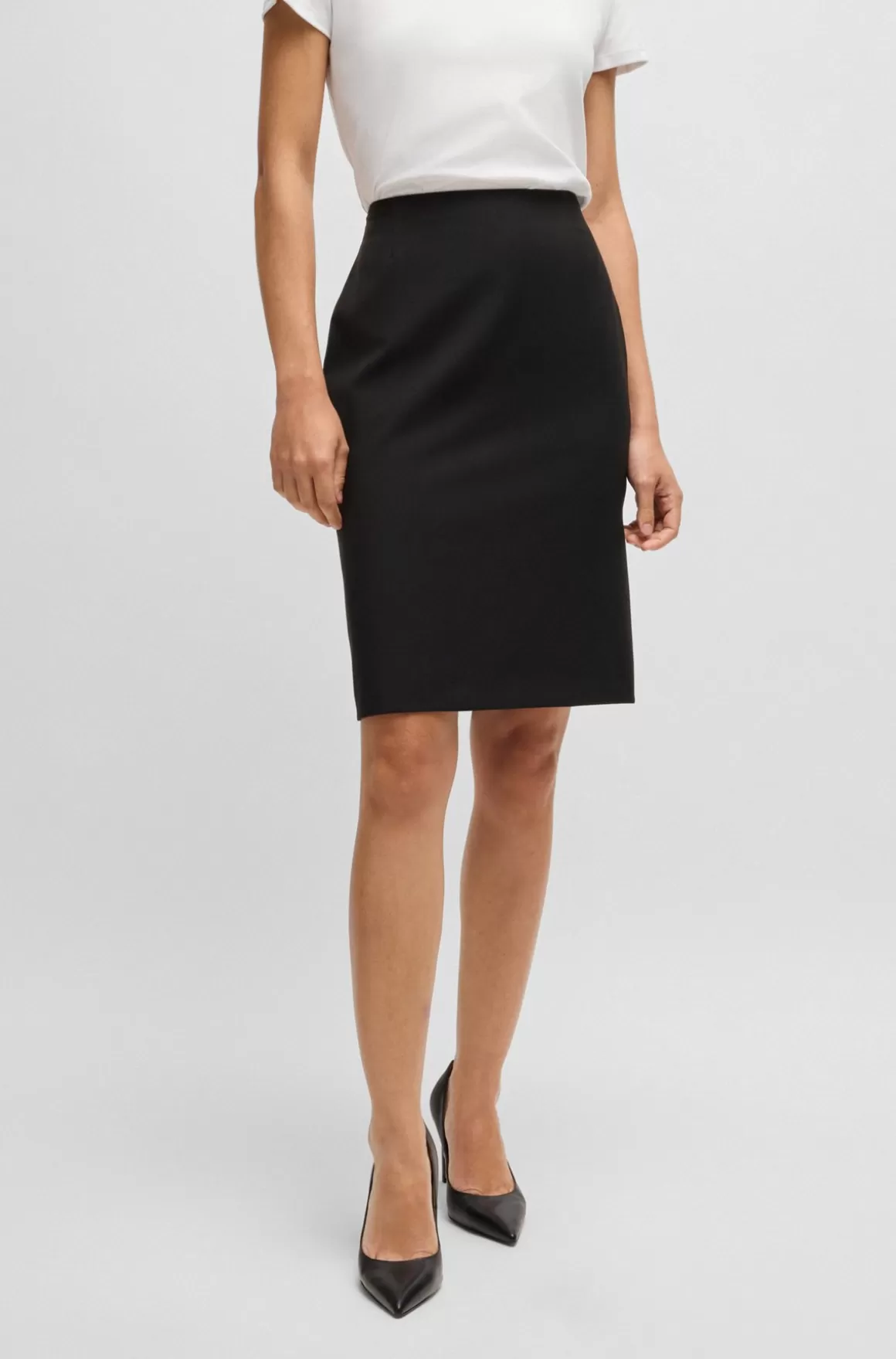 HUGO BOSS Slim Fit Pencilnederdel I Ny Uld