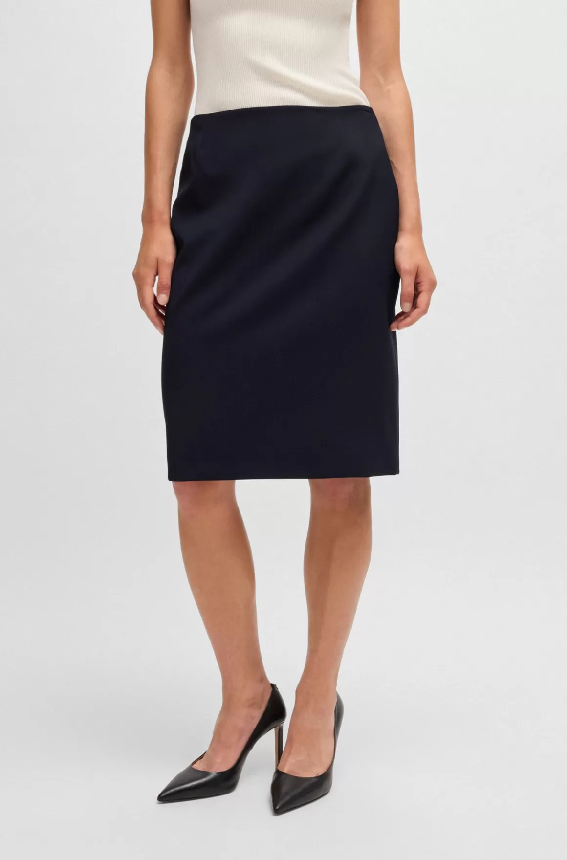 HUGO BOSS Slim Fit Pencilnederdel I Ny Uld
