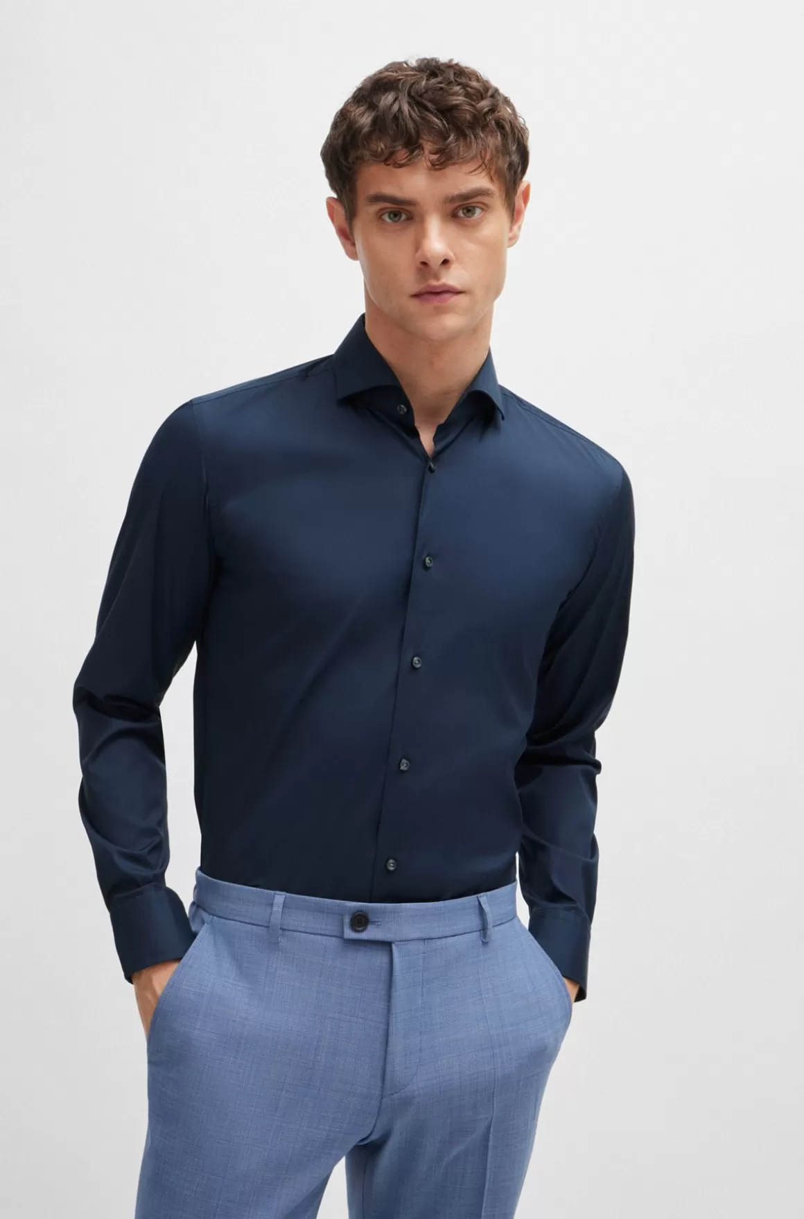 HUGO BOSS Slim Fit Strygelet Skjorte I Bomuldspoplin