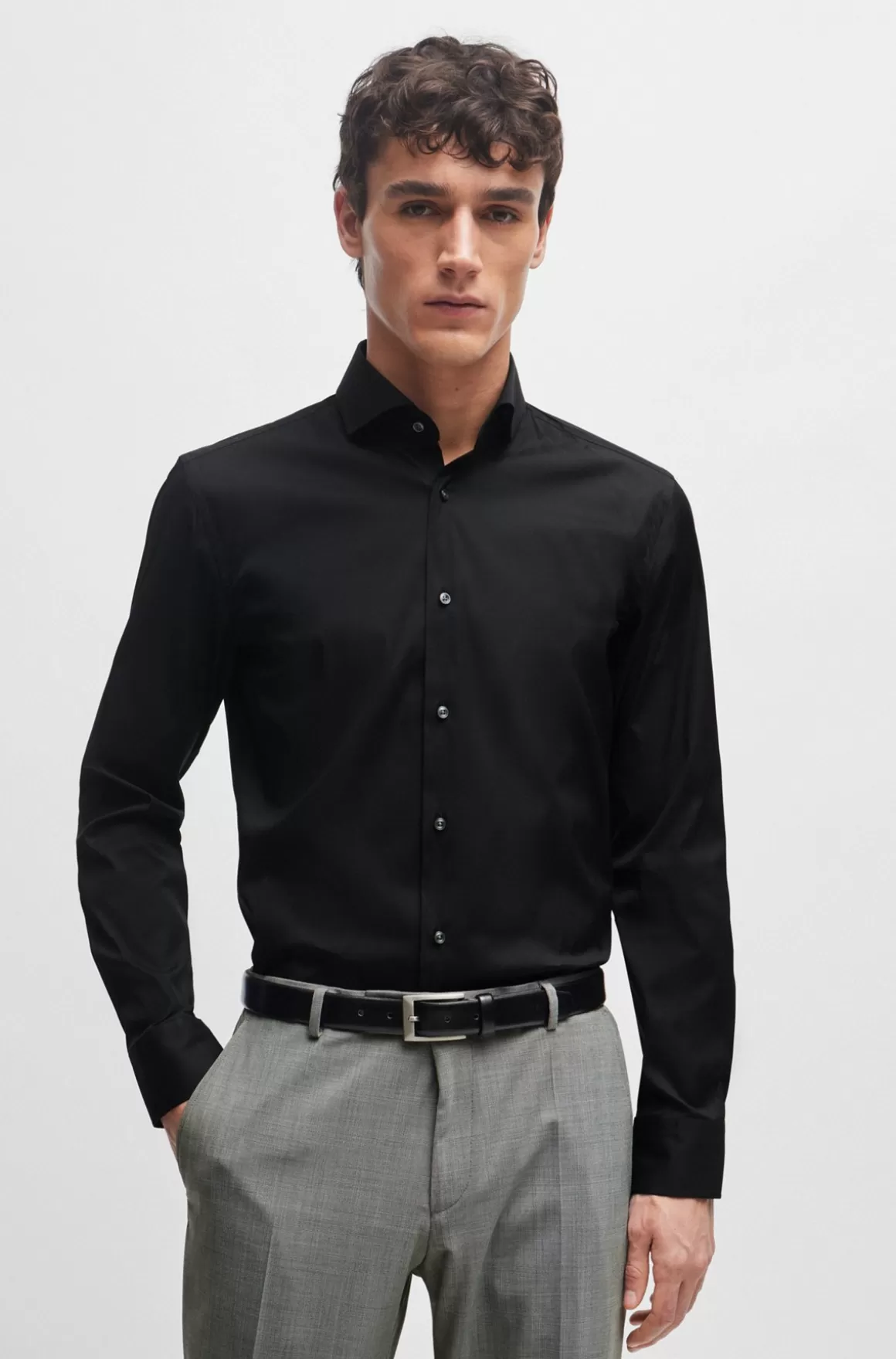 HUGO BOSS Slim Fit Strygelet Skjorte I Bomuldspoplin