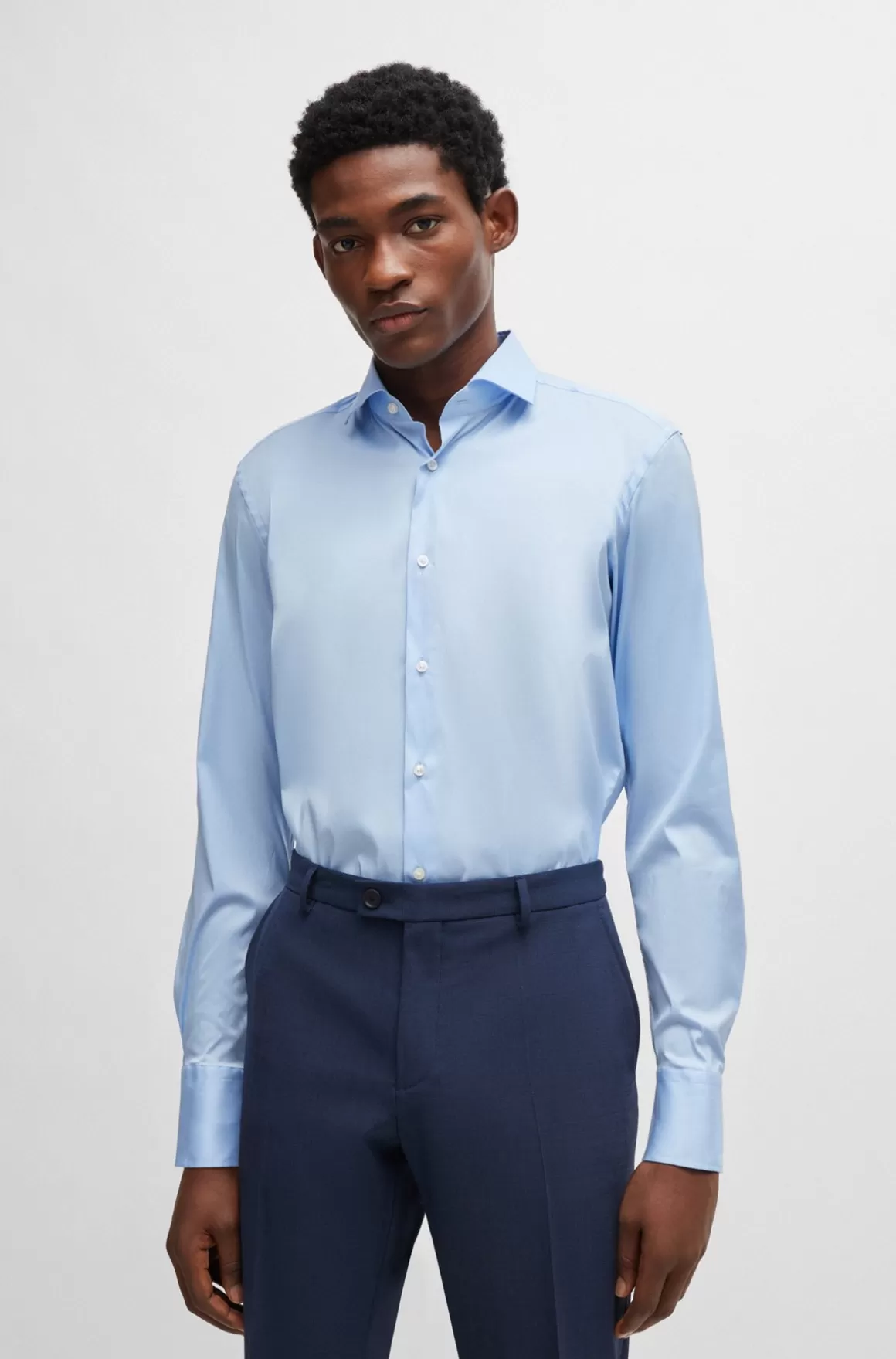 HUGO BOSS Slim Fit Strygelet Skjorte I Bomuldspoplin