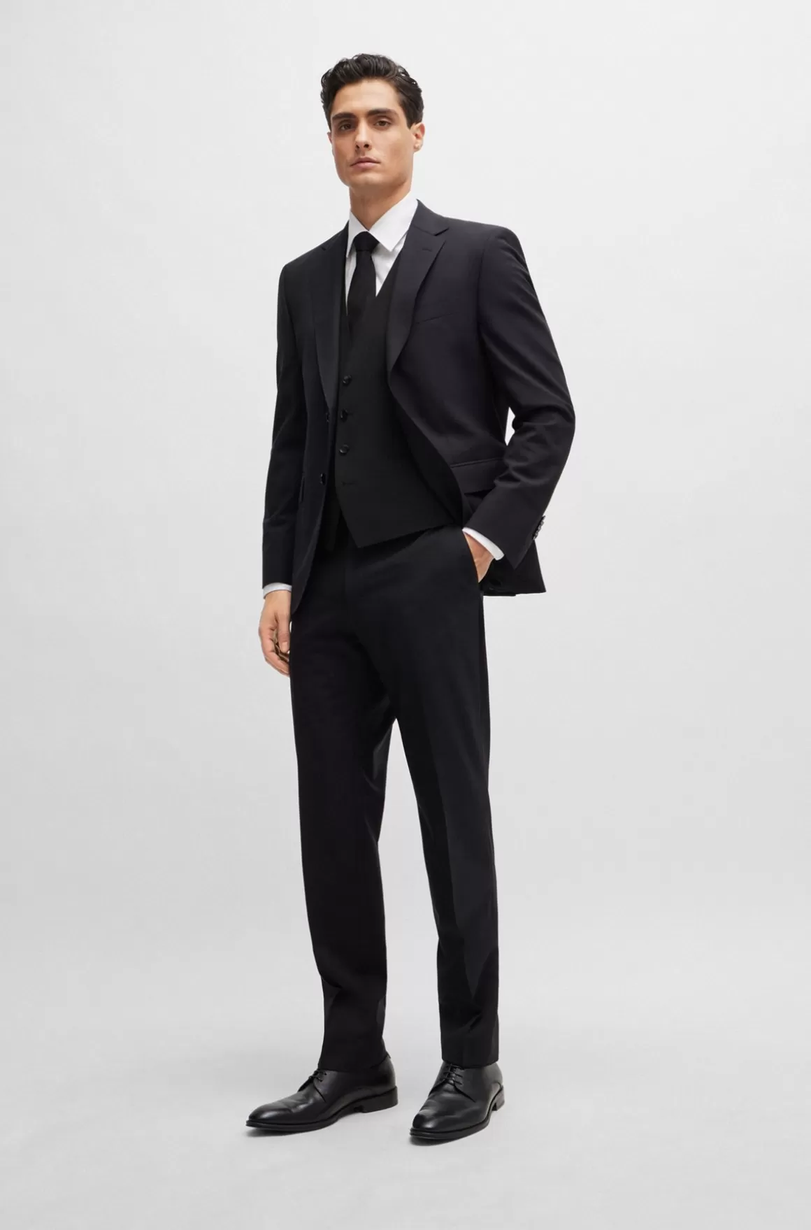 HUGO BOSS Slim Fit Vest Til Jakkesæt I Ny Uld Med Stræk