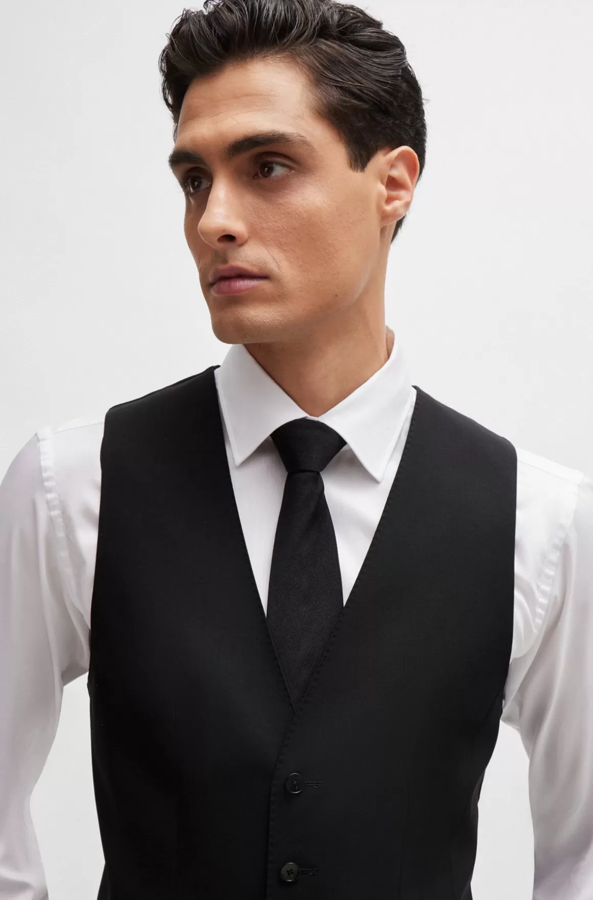 HUGO BOSS Slim Fit Vest Til Jakkesæt I Ny Uld Med Stræk