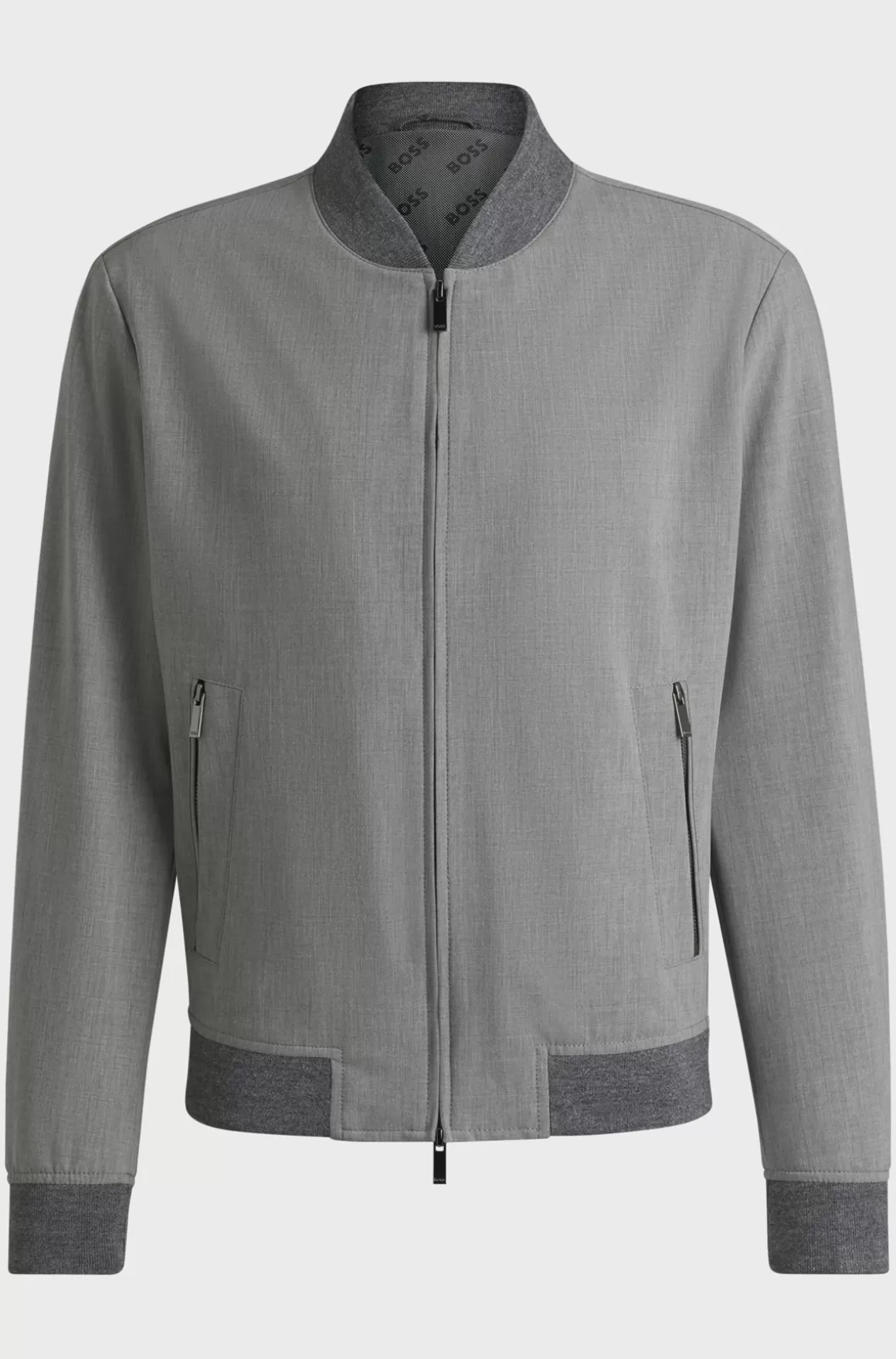 HUGO BOSS Slim Fit-jakke Med Lynlås I Stof Med Stræk