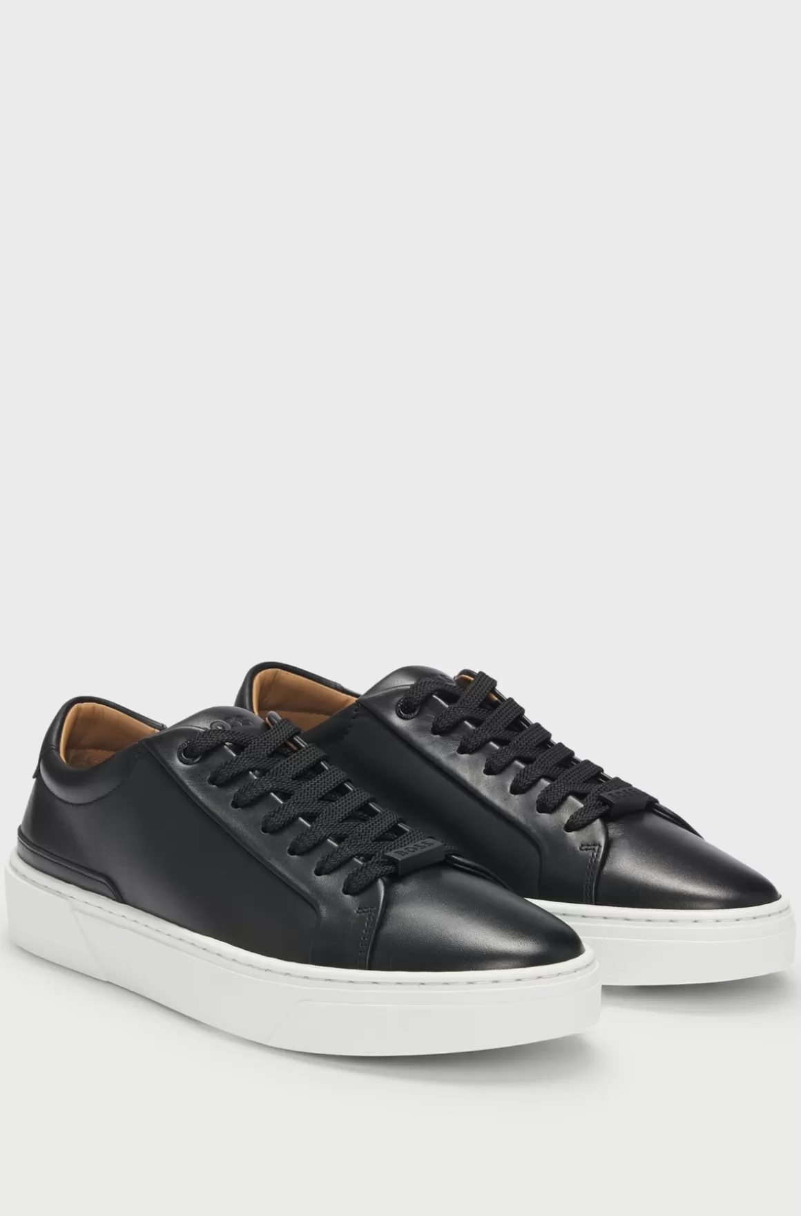 HUGO BOSS Sneakers Med Low Cut I Gary-læder Med Logo Ved Snørebåndene