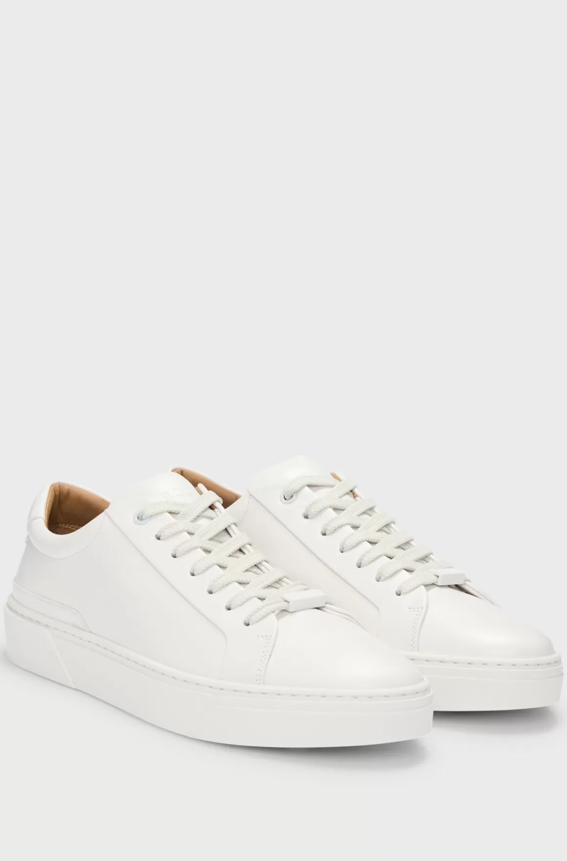 HUGO BOSS Sneakers Med Low Cut I Gary-læder Med Logo Ved Snørebåndene