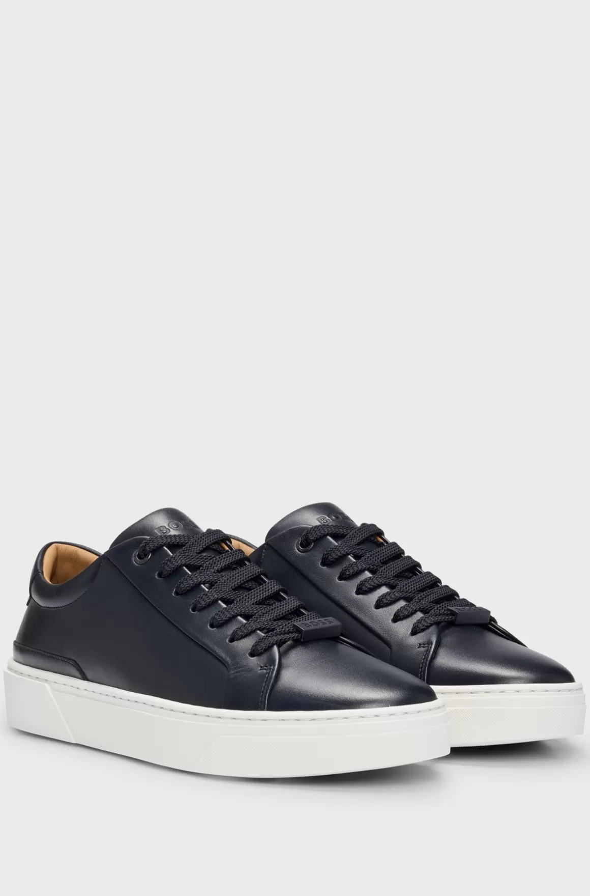 HUGO BOSS Sneakers Med Low Cut I Gary-læder Med Logo Ved Snørebåndene