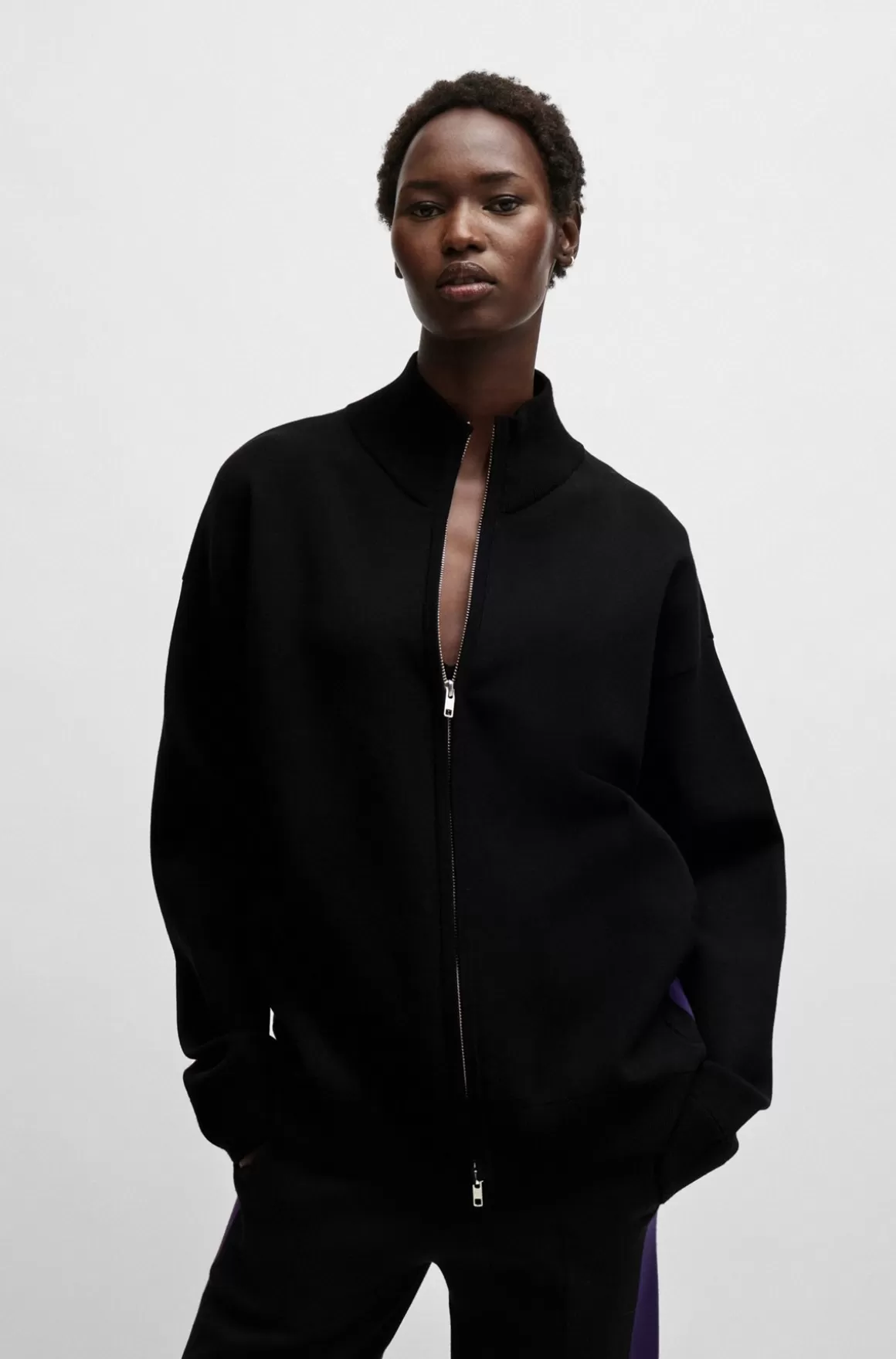 HUGO BOSS Strikket NAOMI X BOSS-jakke Med Lynlås Og Logomærke