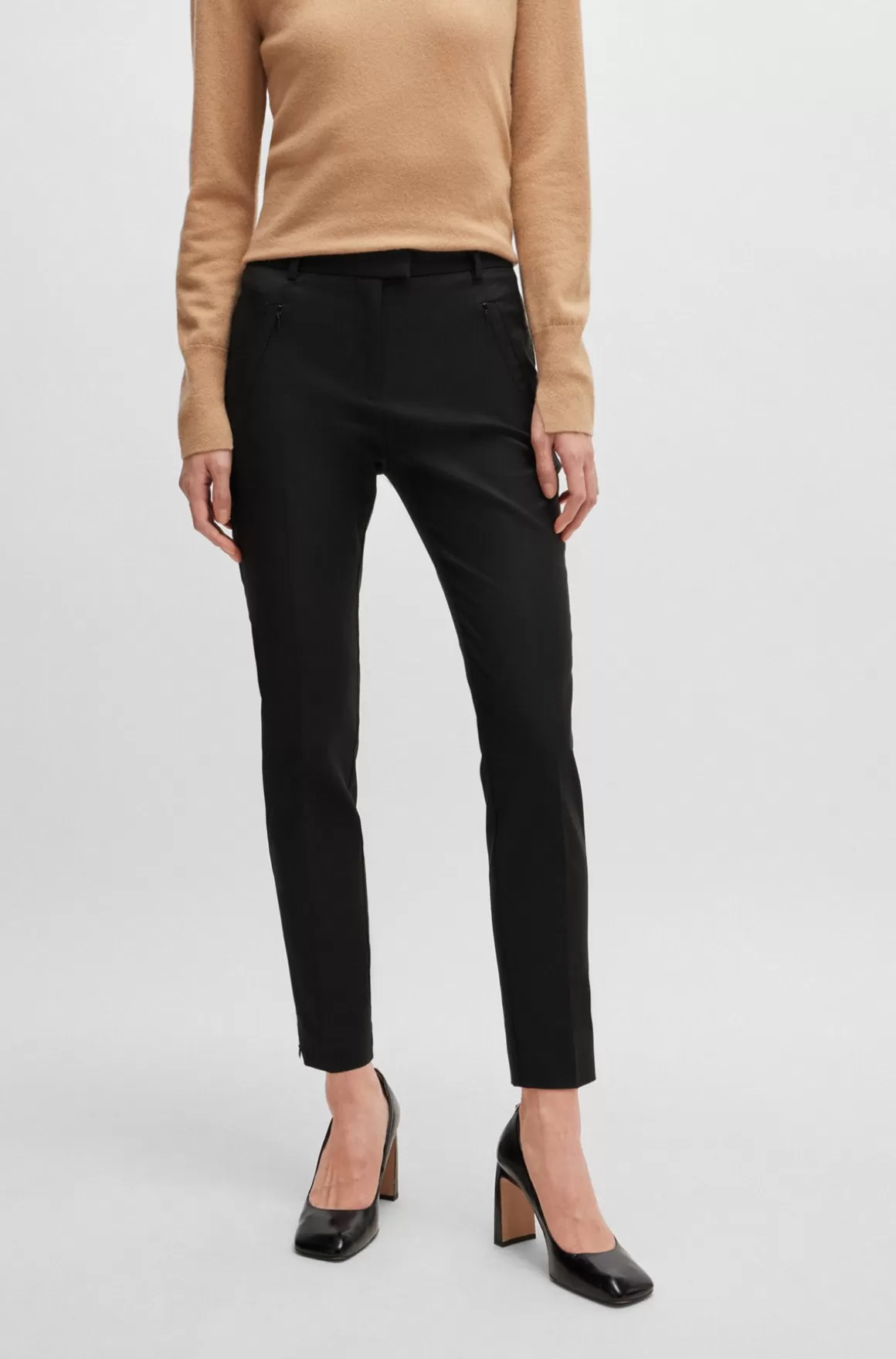 HUGO BOSS Stumpede Bukser Med Slim Fit Og Lynlåssømme