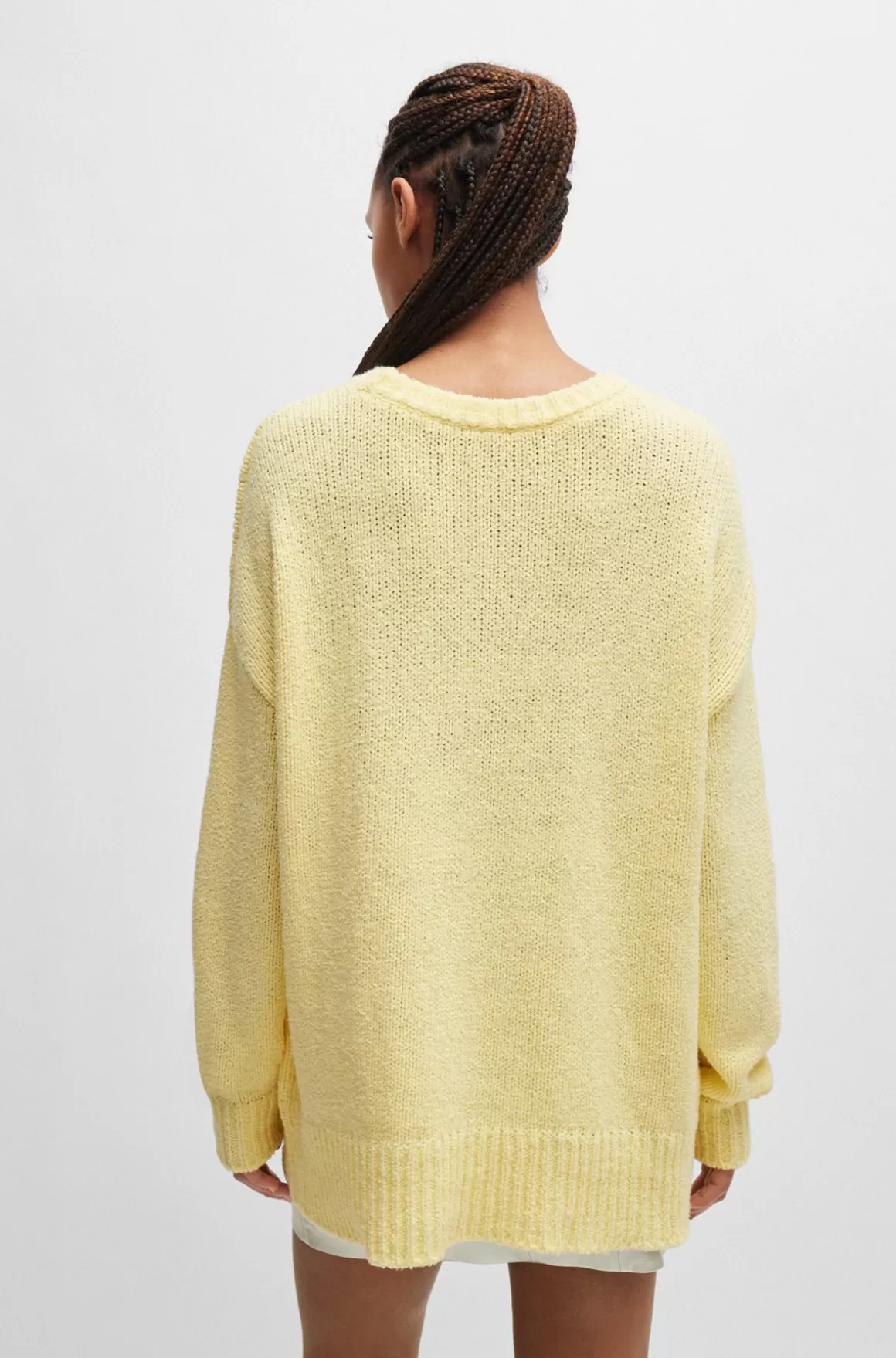 HUGO BOSS Sweater I Bomuldsblanding Med Oversize Fit Og Håndskrevet Logo