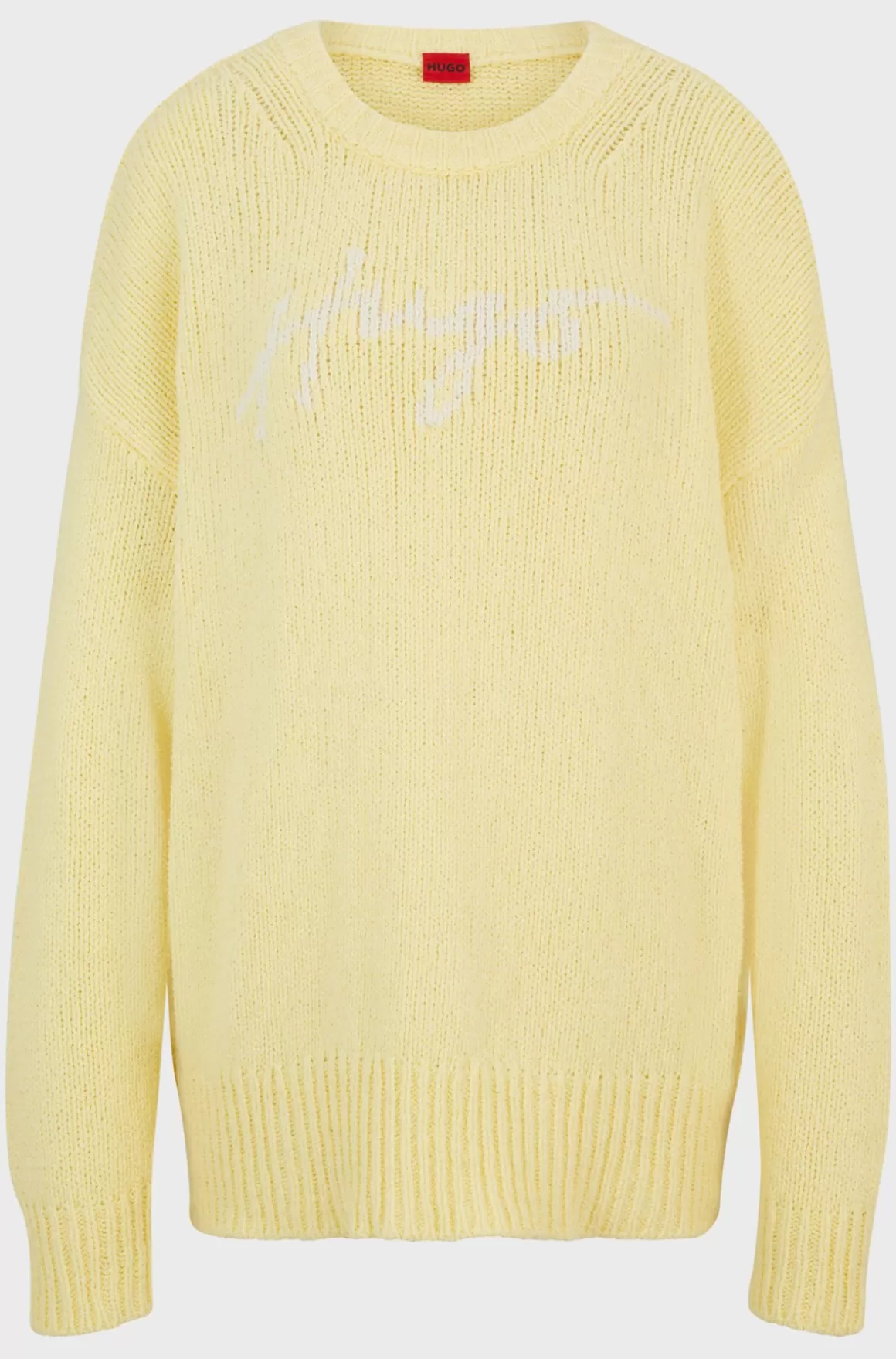 HUGO BOSS Sweater I Bomuldsblanding Med Oversize Fit Og Håndskrevet Logo