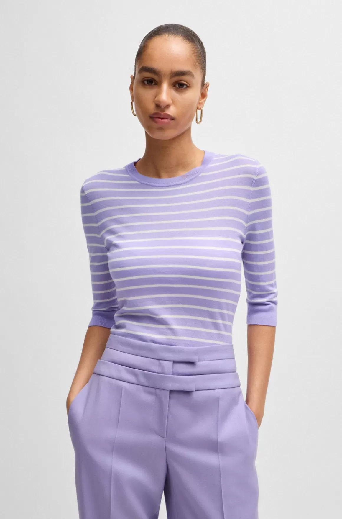 HUGO BOSS Sweater I Merinould Med Bretonstriber