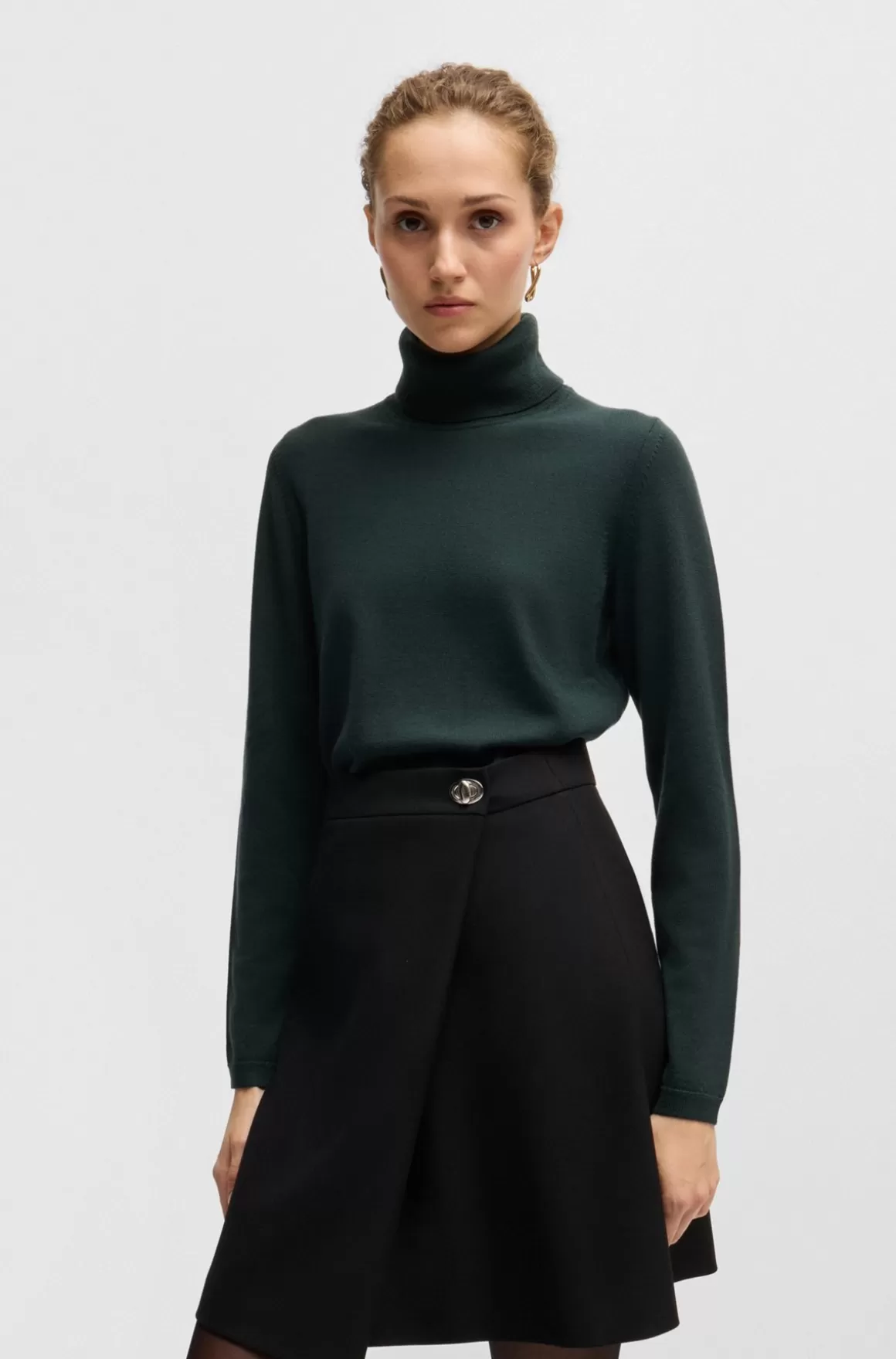 HUGO BOSS Sweater I Ny Uld Med Rullekrave Og Logo