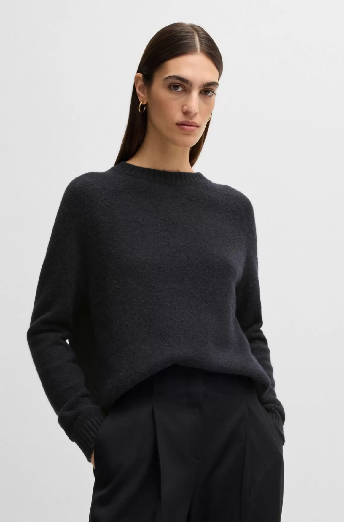 HUGO BOSS Sweater Med Crew Neck I Stof Med Stræk