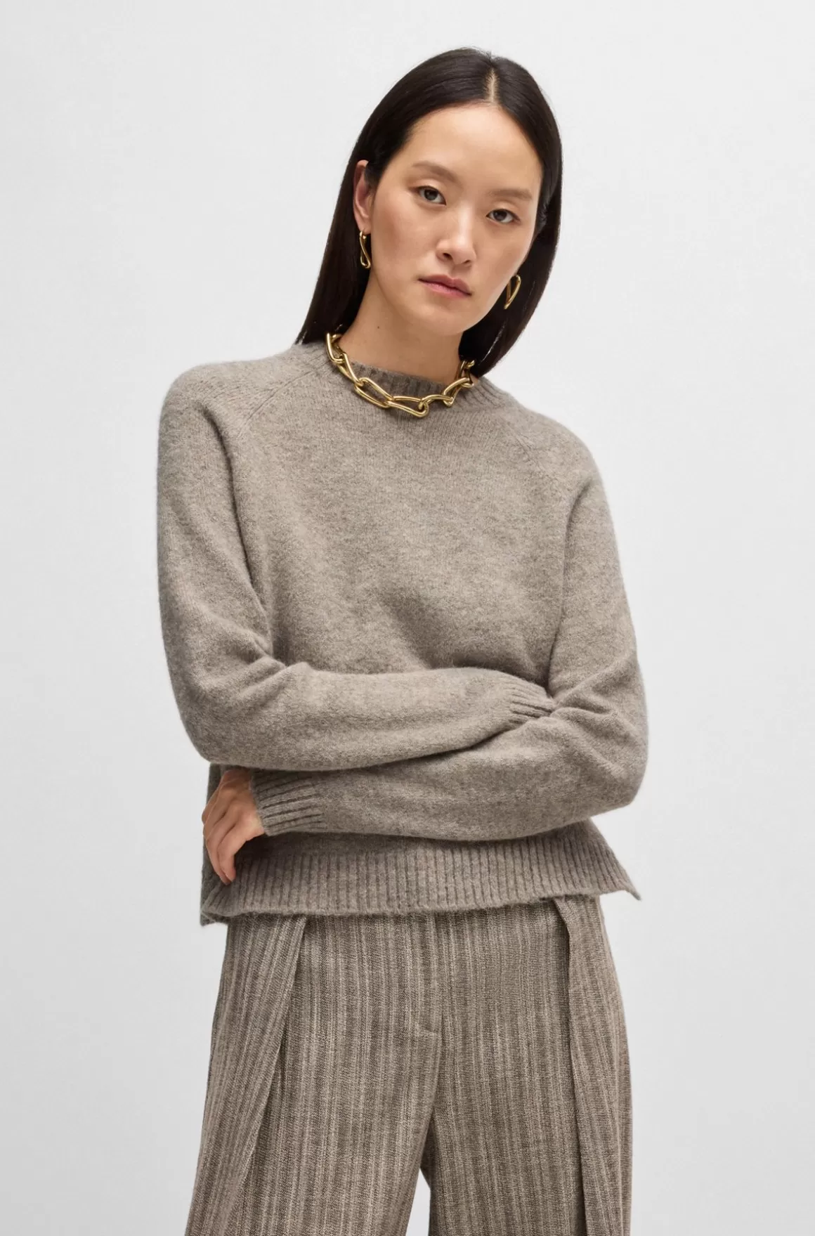 HUGO BOSS Sweater Med Crew Neck I Stof Med Stræk