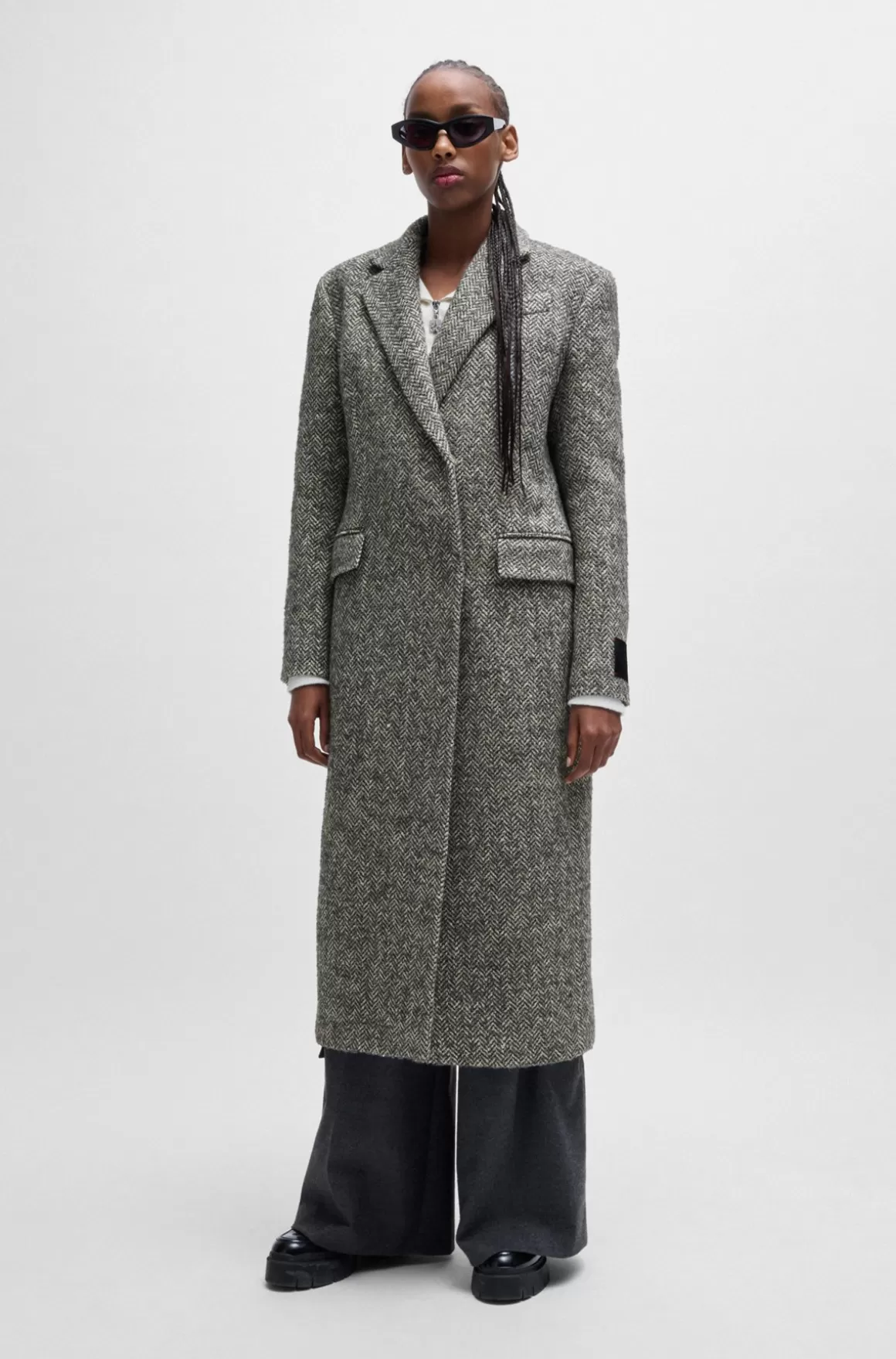 HUGO BOSS Sweater Med Regular Fit Og Sildebensstruktur