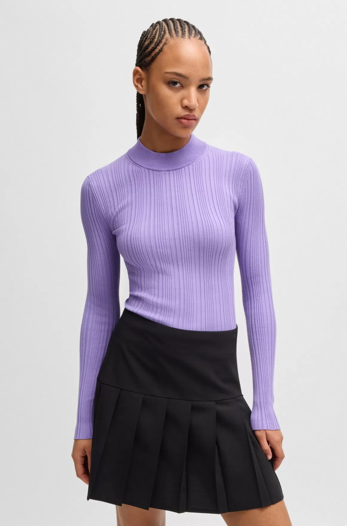 HUGO BOSS Sweater Med Slim Fit Og Ribstruktur
