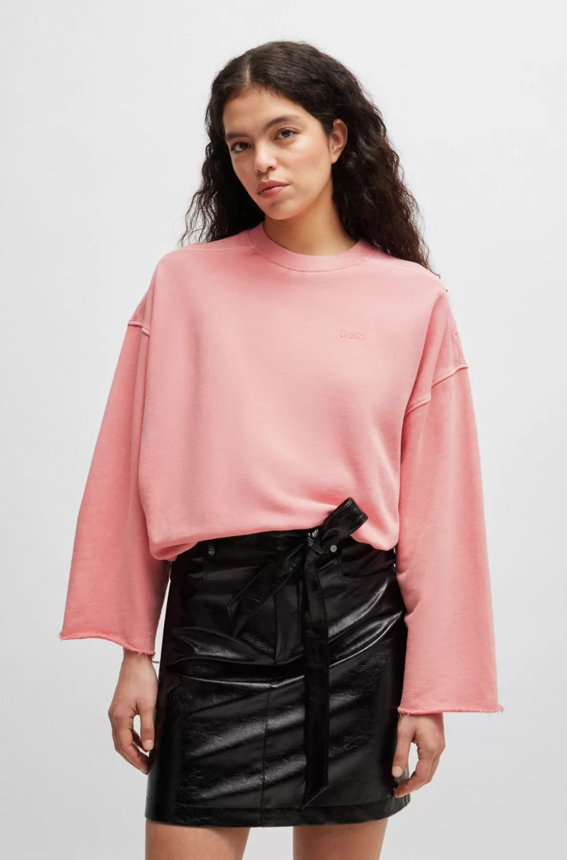 HUGO BOSS Sweatshirt I Bomuld Med Løbesnore I Bunden Af ærmerne