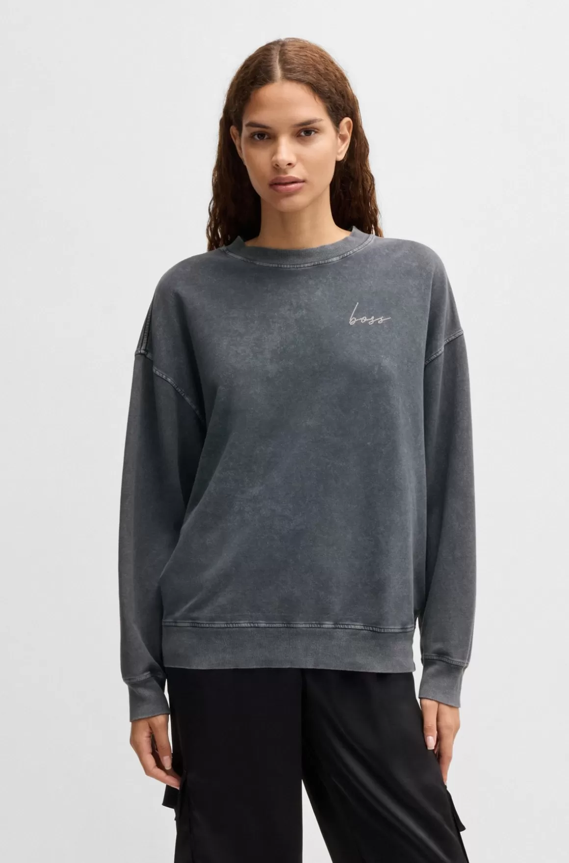 HUGO BOSS Sweatshirt I Bomuld Med Stræk Og Logodetaljer