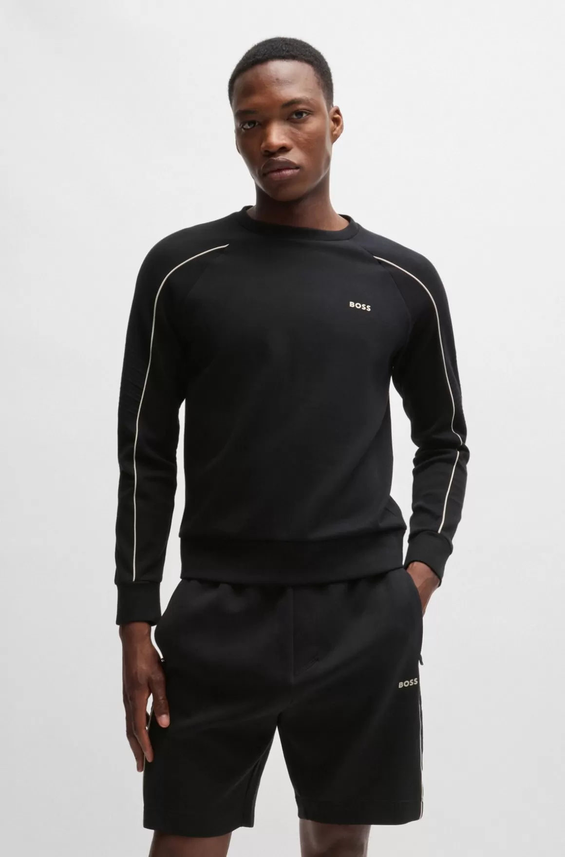 HUGO BOSS Sweatshirt I Bomuld Med Stræk, Regular Fit Og Grafisk Prægning