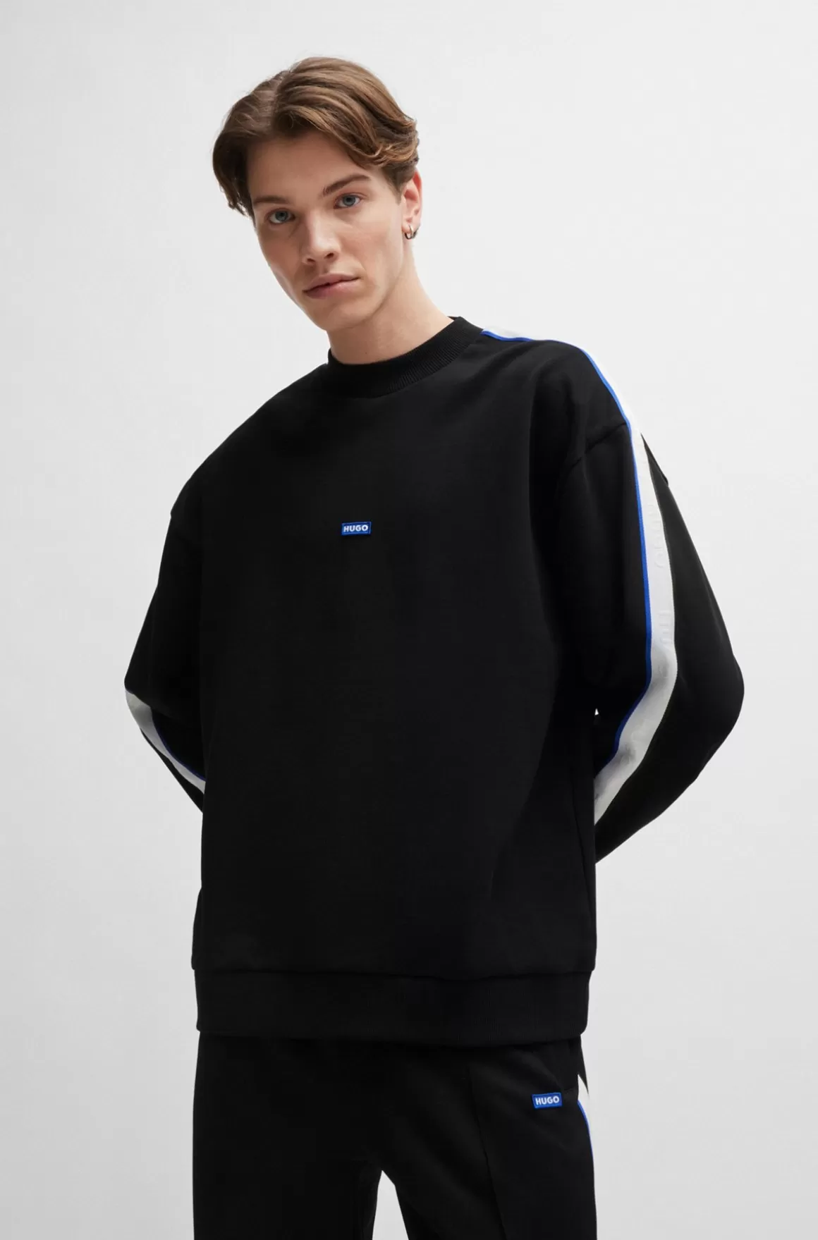 HUGO BOSS Sweatshirt I Bomuldsfrotté Med Logomærke Og Kantbånd