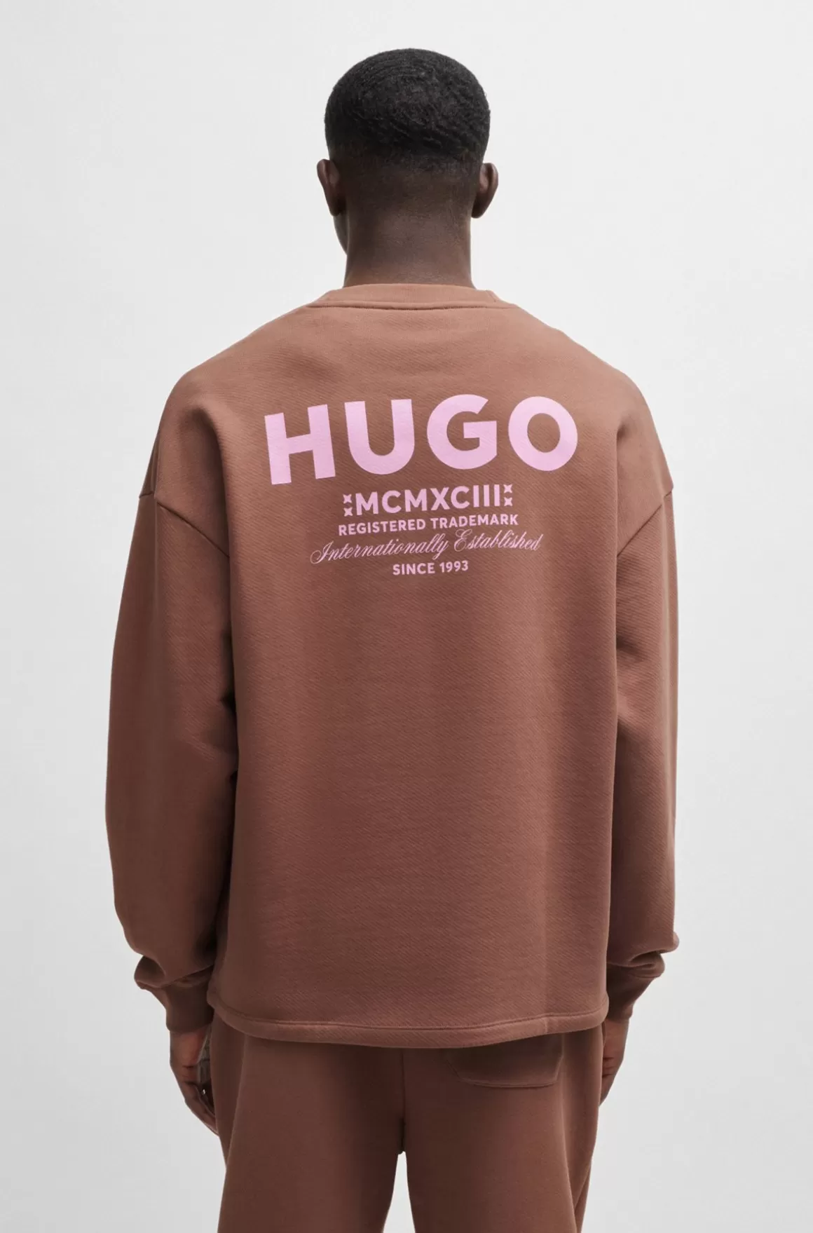 HUGO BOSS Sweatshirt I Bomuldsfrotté Med Logoprint