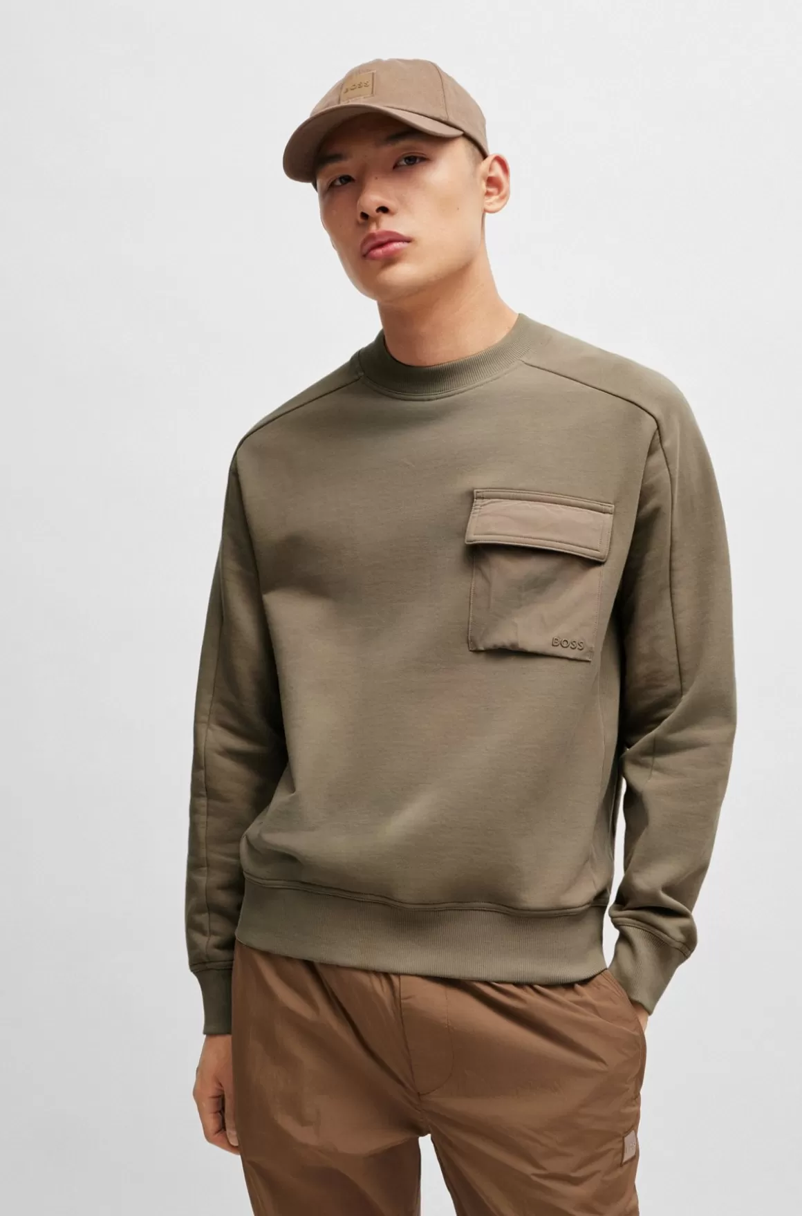 HUGO BOSS Sweatshirt I Sweatkvalitet Af Bomuld Med Broderet Logo På Lommen