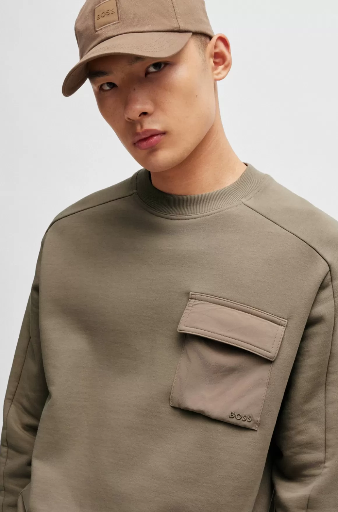 HUGO BOSS Sweatshirt I Sweatkvalitet Af Bomuld Med Broderet Logo På Lommen