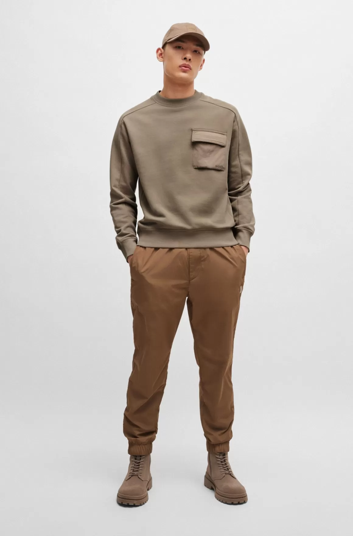 HUGO BOSS Sweatshirt I Sweatkvalitet Af Bomuld Med Broderet Logo På Lommen