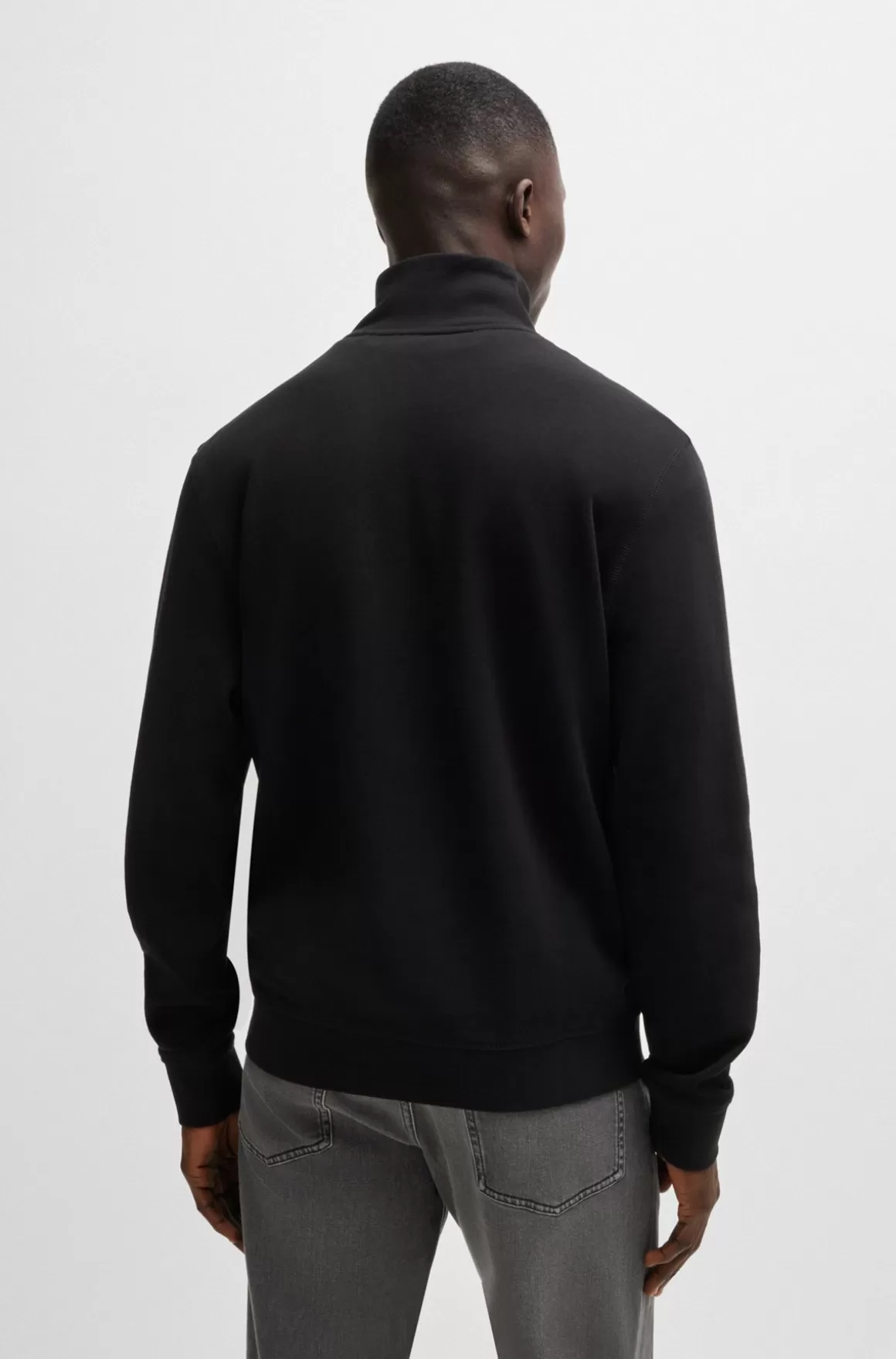 HUGO BOSS Sweatshirt I Sweatkvalitet Af Bomuld Med Lynlås I Halsen Og Logomærke