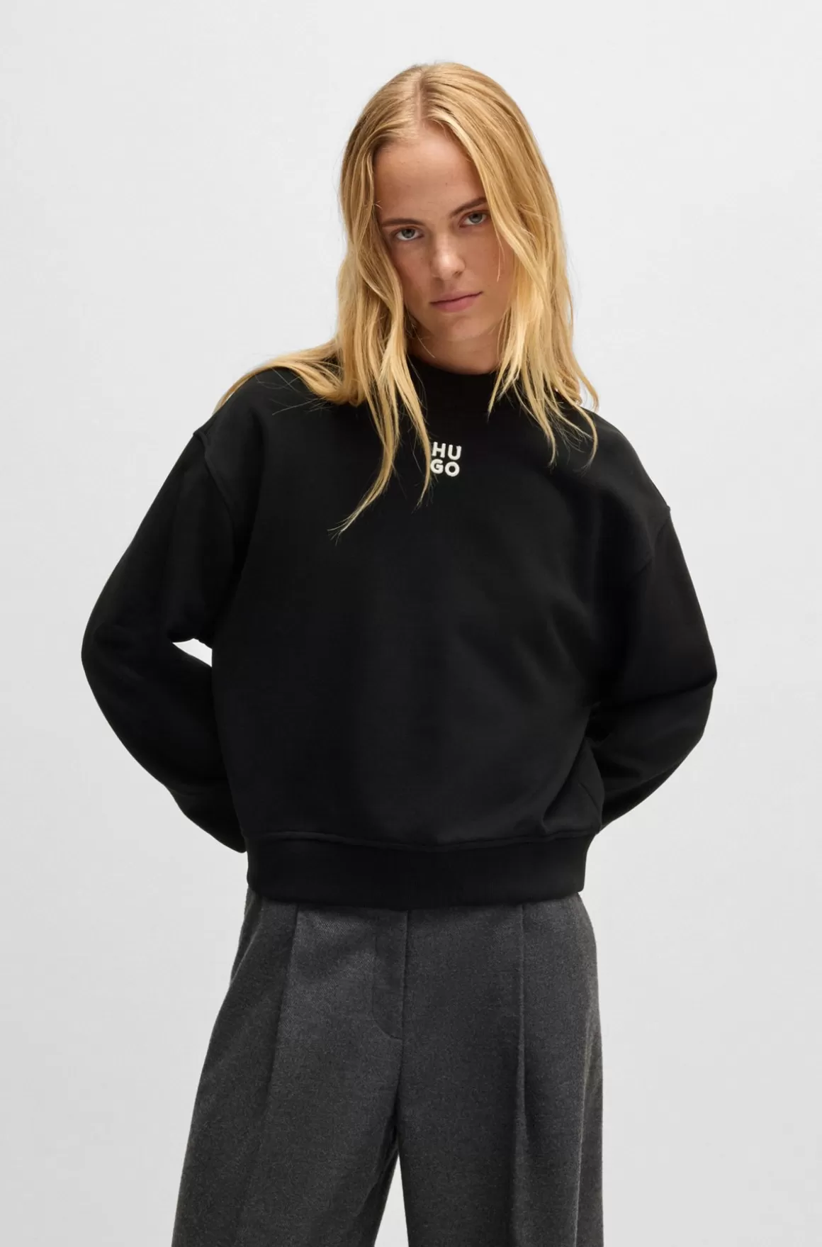 HUGO BOSS Sweatshirt I Sweatkvalitet Af Bomuld Med Relaxed Fit Og Broderet Logo