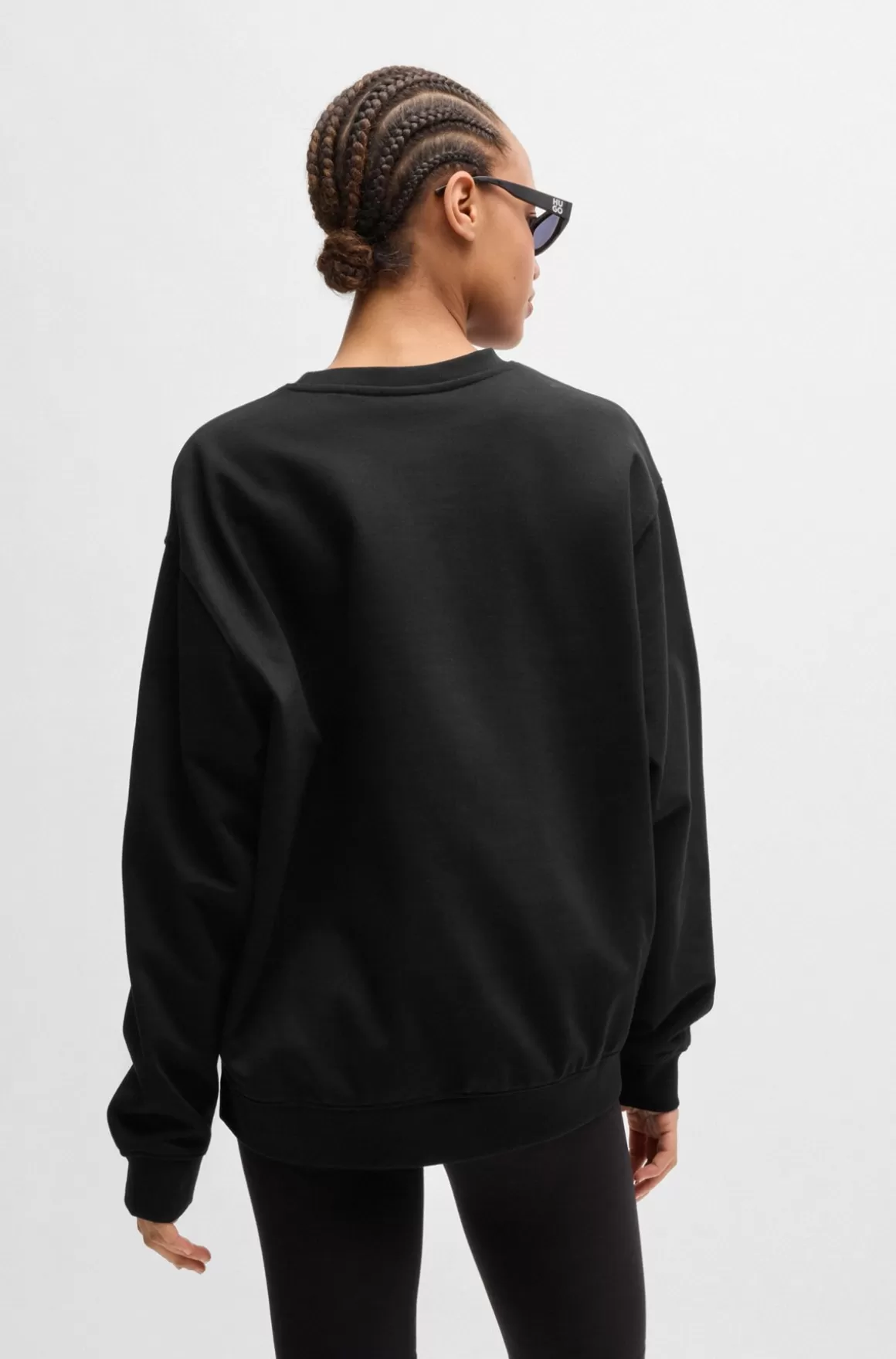 HUGO BOSS Sweatshirt I Sweatkvalitet Af Bomuld Med Stablet Logo Og Blomster