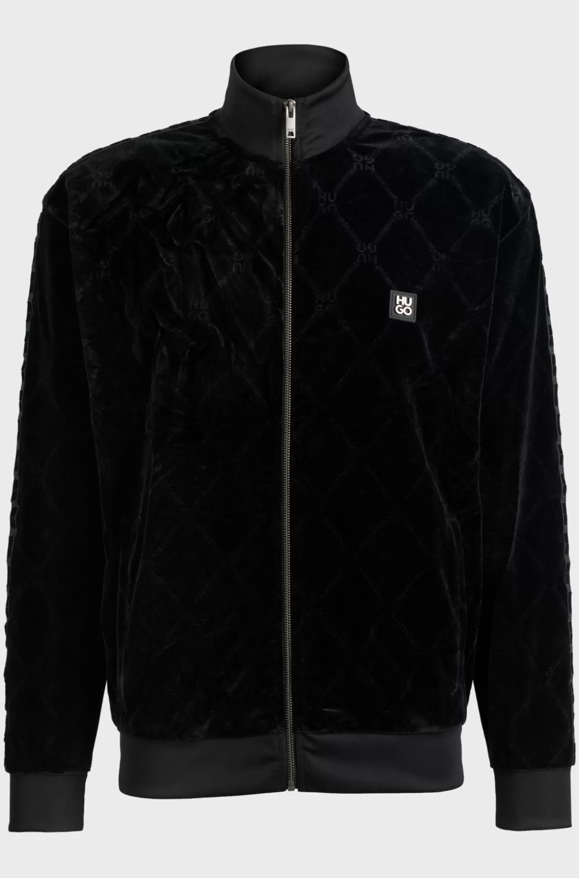 HUGO BOSS Sweatshirt Med Relaxed Fit I Fløjl Med Stræk Og Signaturkædemønster