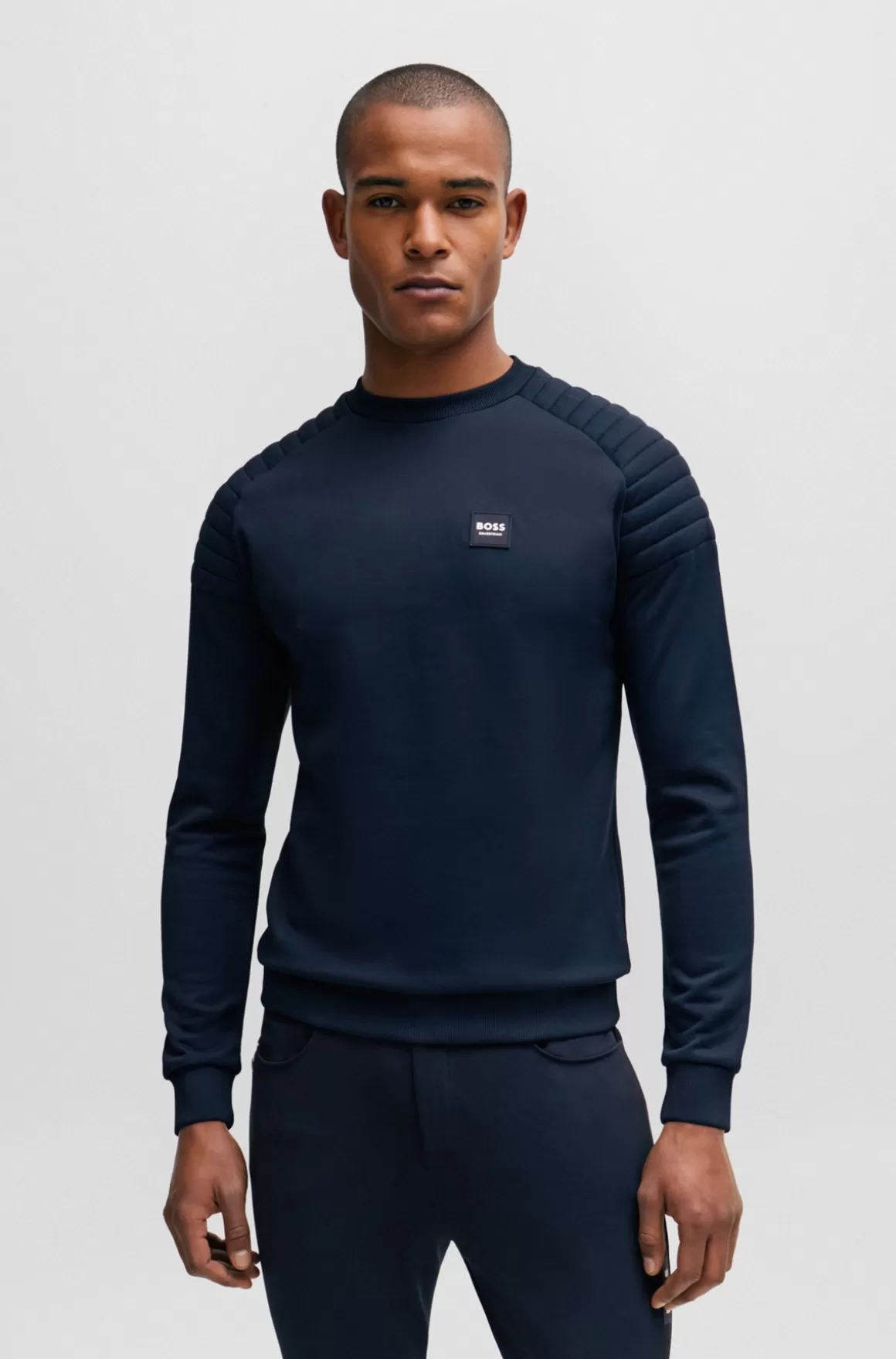 HUGO BOSS Sweatshirt Til Hestesport I Marineblå Med Skulderpuder