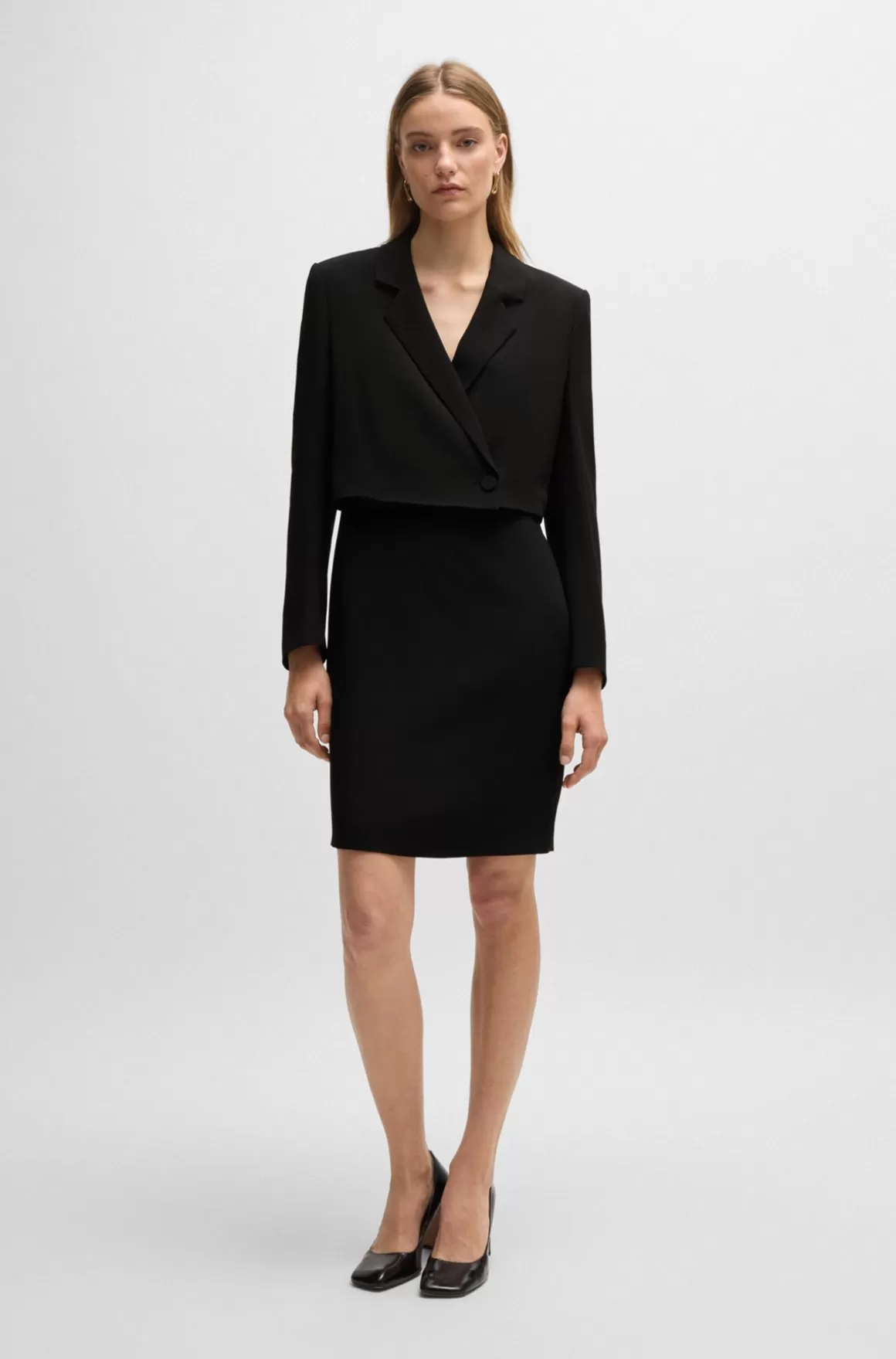 HUGO BOSS Tailored Kjole I Mat Stof