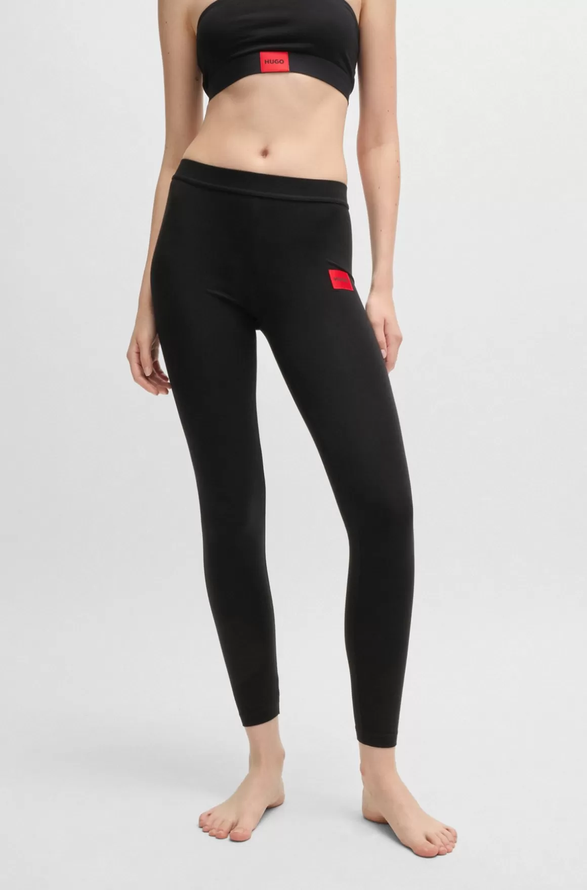 HUGO BOSS Termiske Leggings Med Rød Logomærkat