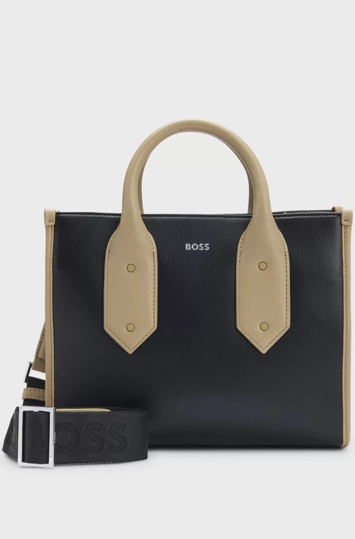 HUGO BOSS Tofarvet Tote Bag I Imiteret Læder Med Signaturdetaljer