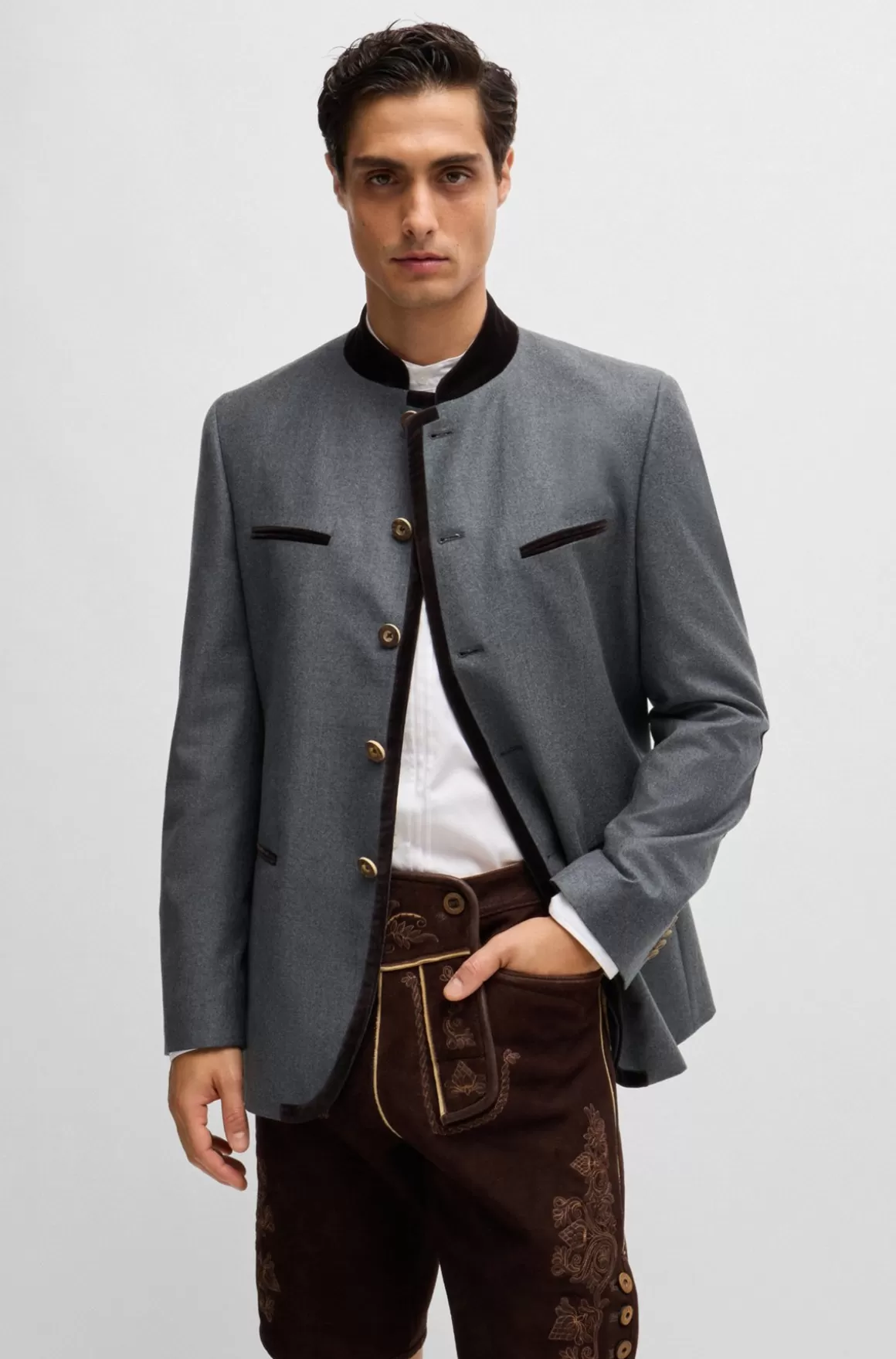 HUGO BOSS Trachten-jakke I Flannel Af Ny Uld