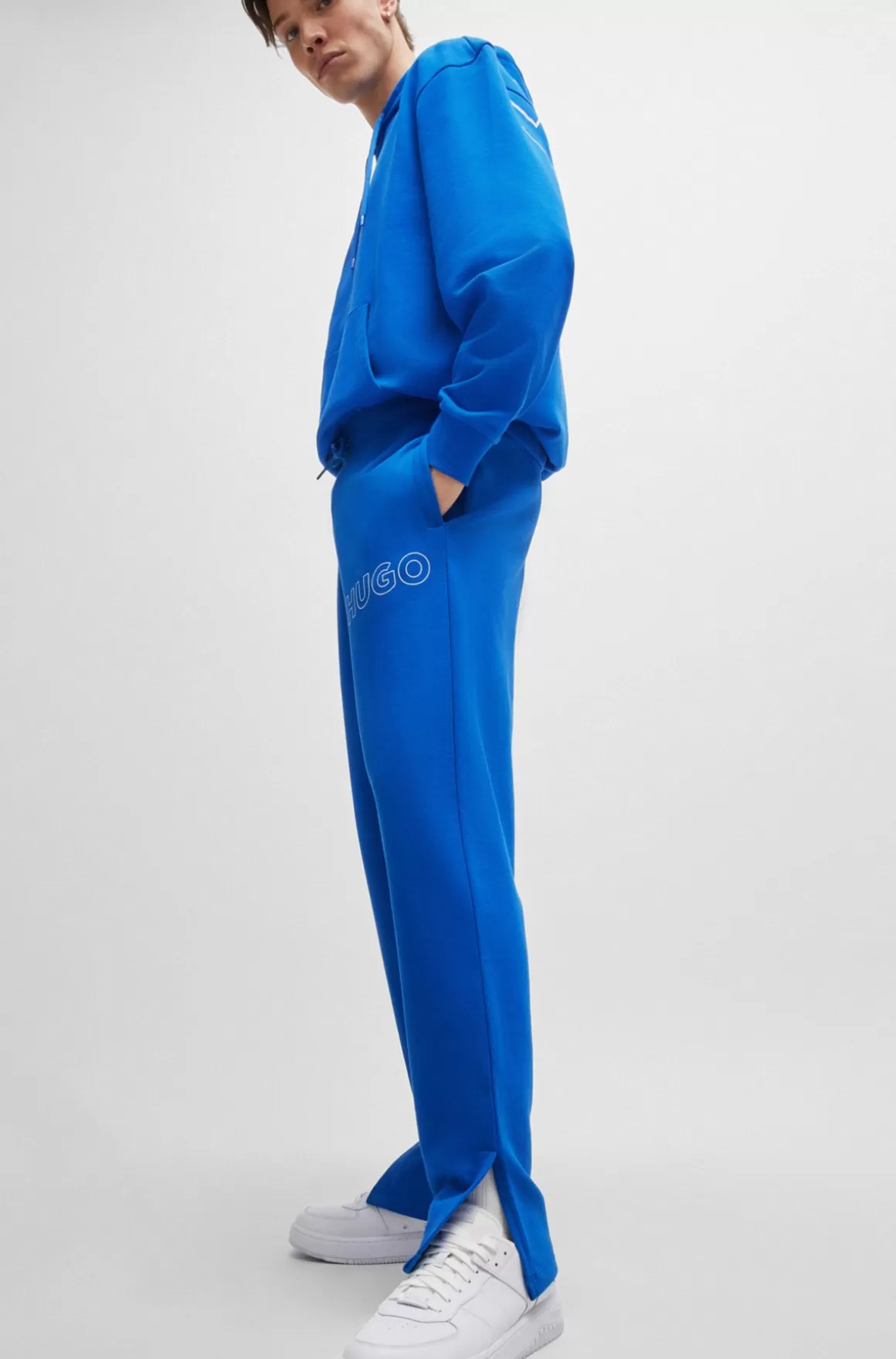 HUGO BOSS Tracksuit-bukser I Sweatkvalitet Af Bomuld Med Loose Fit Og Konturlogo