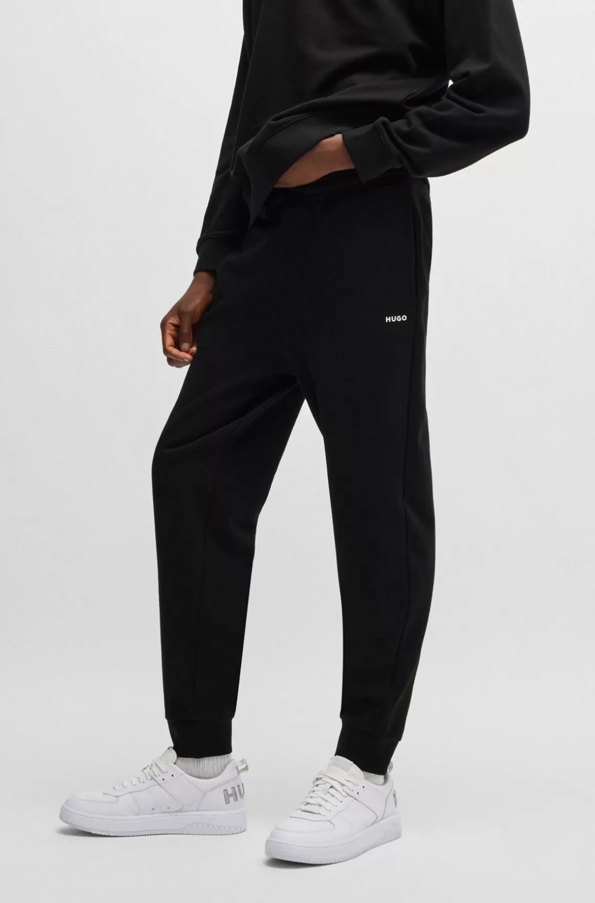 HUGO BOSS Tracksuit-bukser Med Logoprint I Bomuldsfrotté
