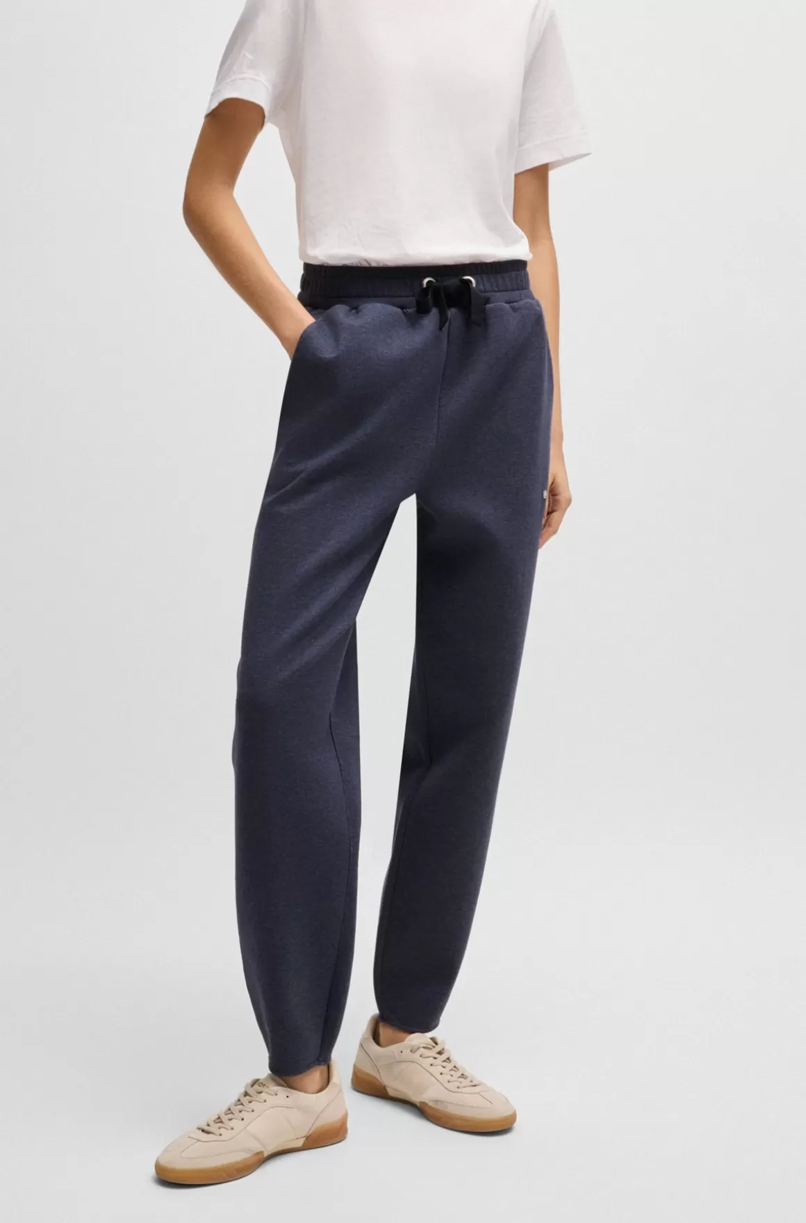 HUGO BOSS Tracksuit-bukser Med Manchetter I Meleret Bomuld