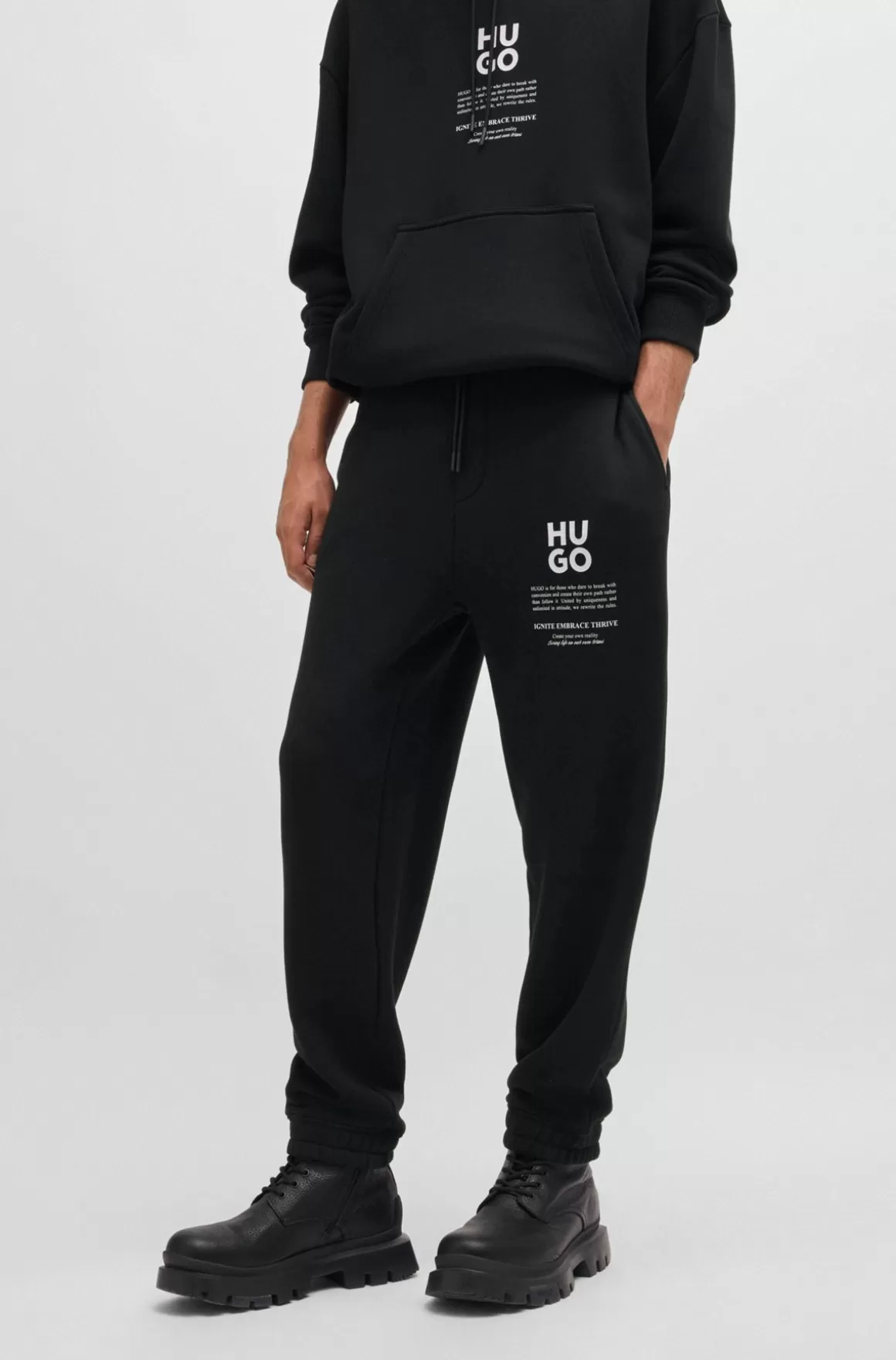HUGO BOSS Tracksuit-bukser Med Relaxed Fit Og Logo Samt Slogan