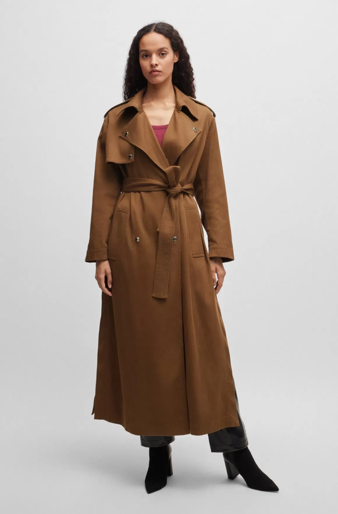 Dame HUGO BOSS Trenchcoat Med Detaljer I Metal