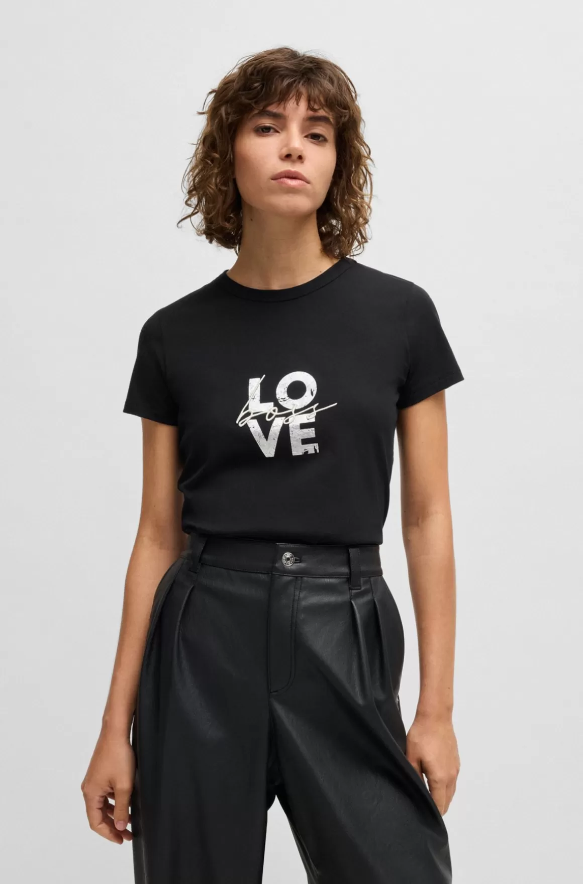HUGO BOSS T-shirt I Bomuldsjersey Med Sæsonbetonet Logoprint