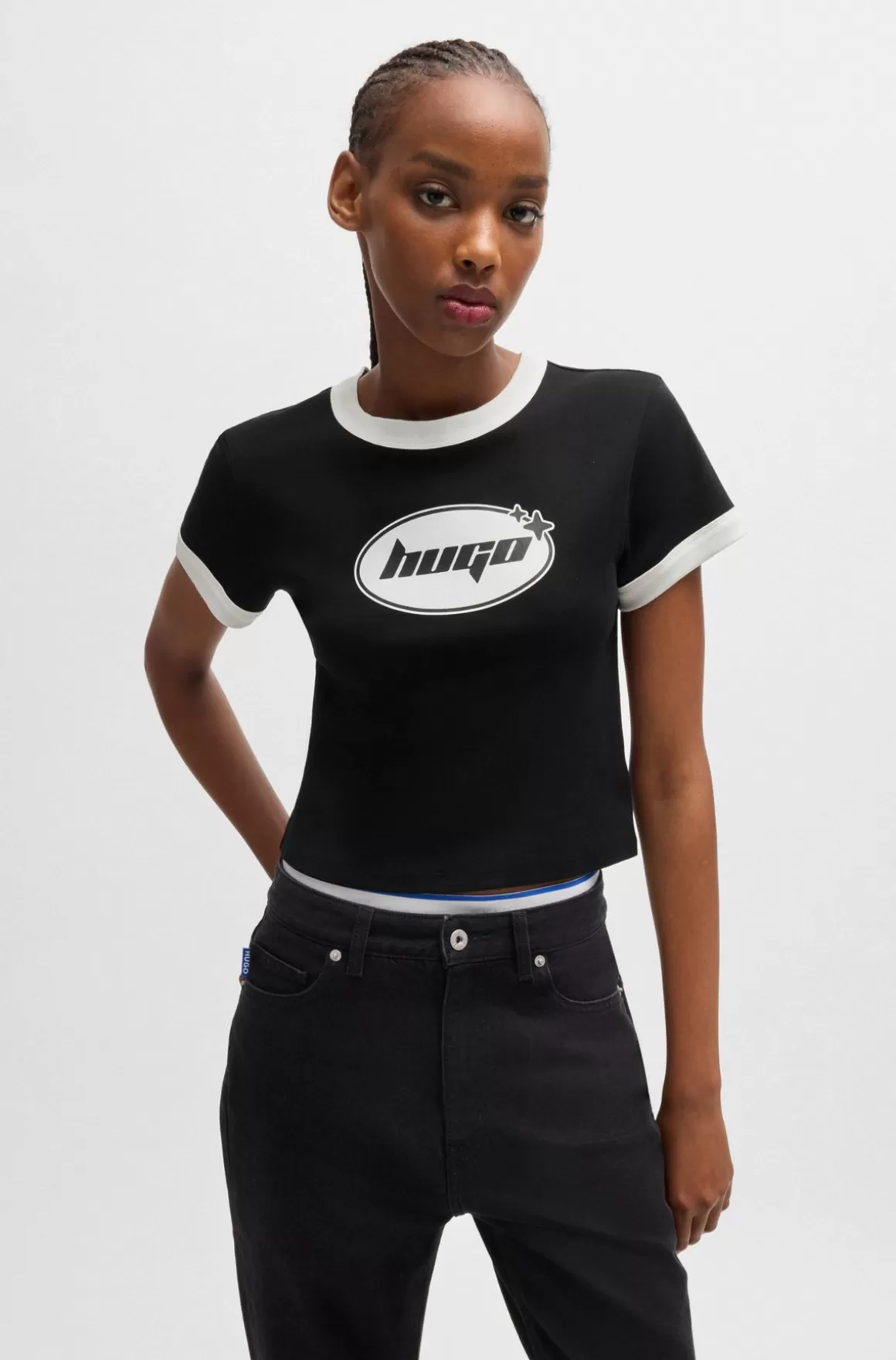 HUGO BOSS T-shirt I Bomuldsjersey Med Sæsonens Grafiske Print