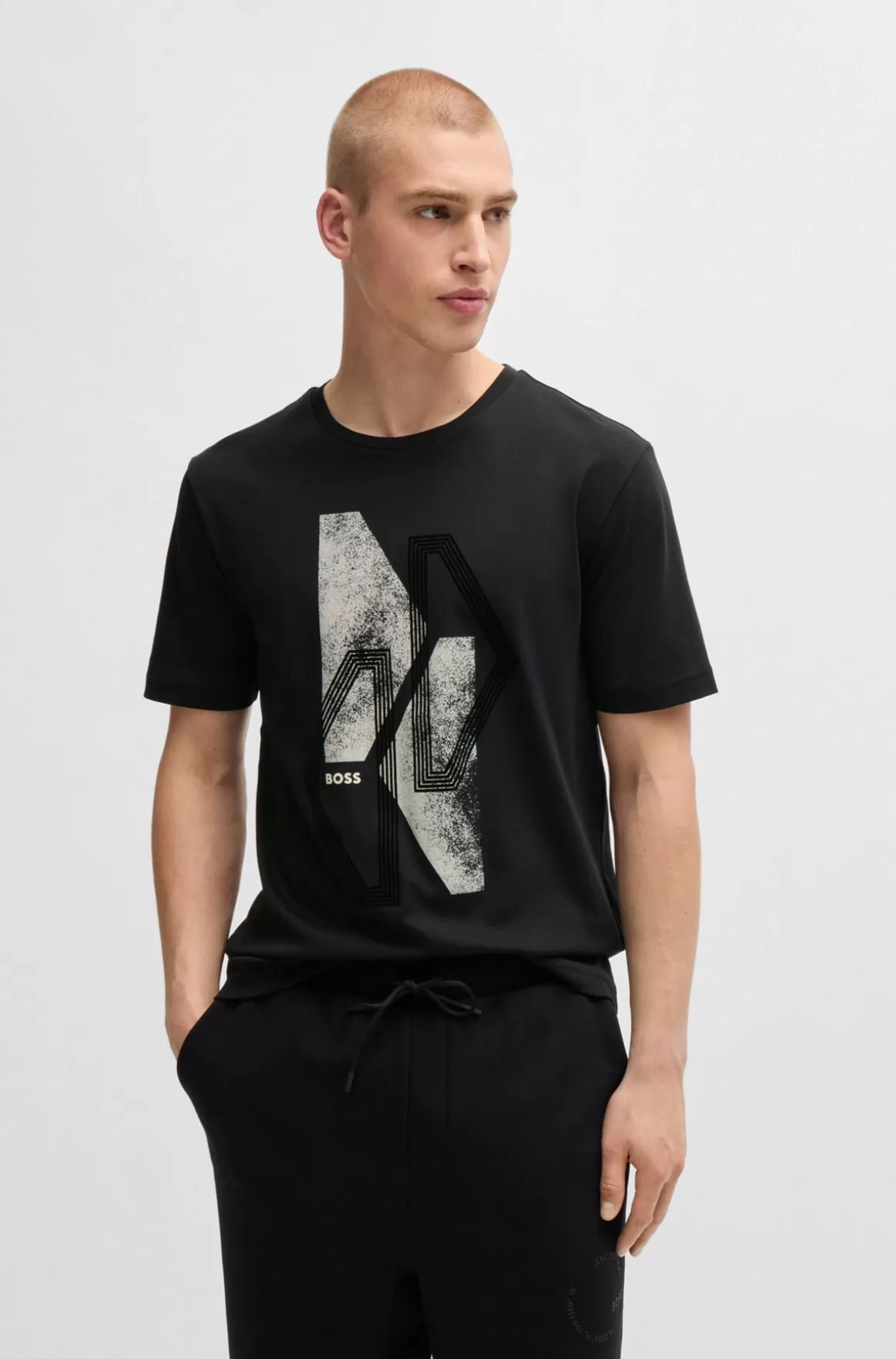 HUGO BOSS T-shirt I Interlock-bomuld Med Regular Fit Og Sæsonens Grafik