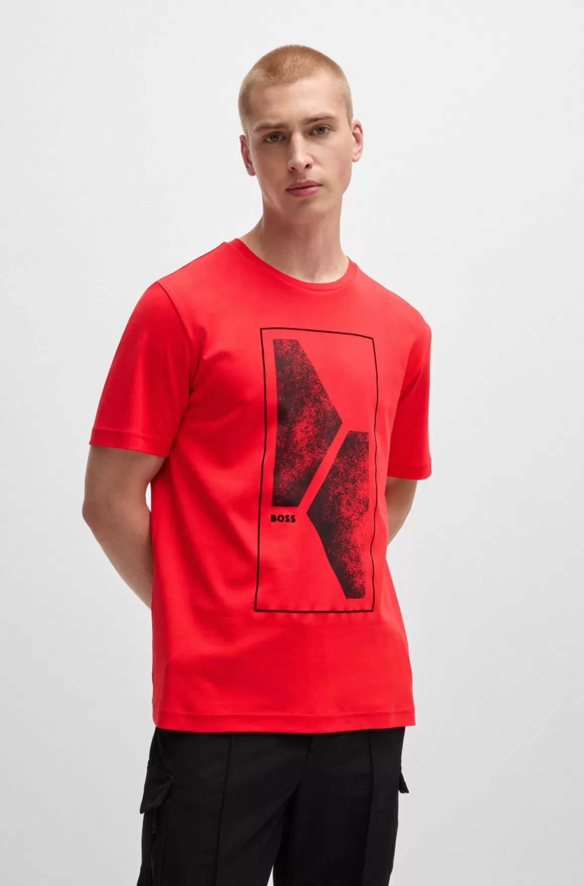 HUGO BOSS T-shirt I Interlock-bomuld Med Regular Fit Og Sæsonens Grafik