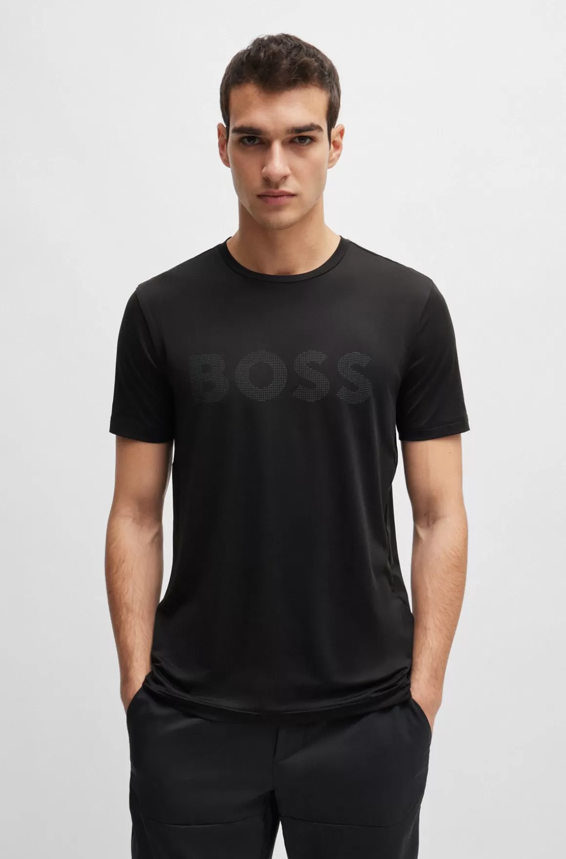 HUGO BOSS T-shirt I Performance-stretch Med Dekorativt Reflekterende Logo
