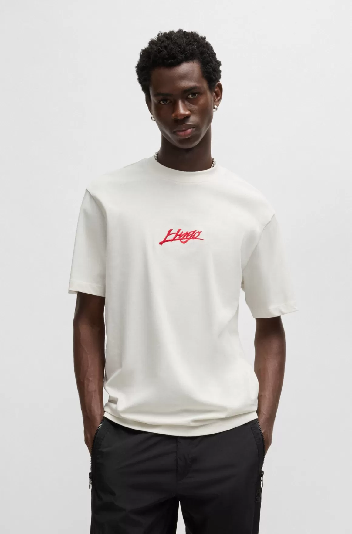 HUGO BOSS T-shirt Med Relaxed Fit I Bomuldsjersey Med Logoprint